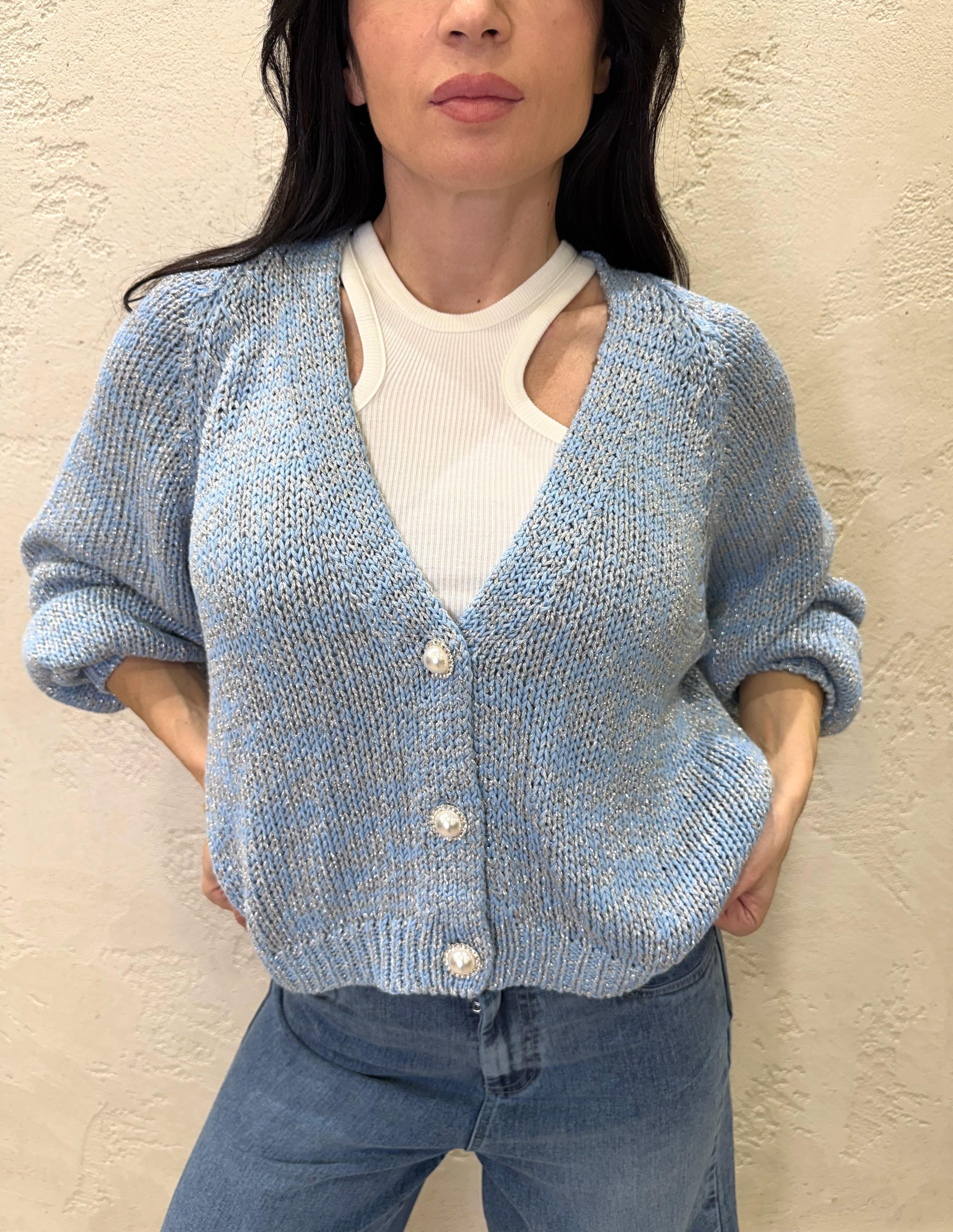 cardigan in lurex con bottoni gioiello JIT-Q008 CIELO HAVEONE