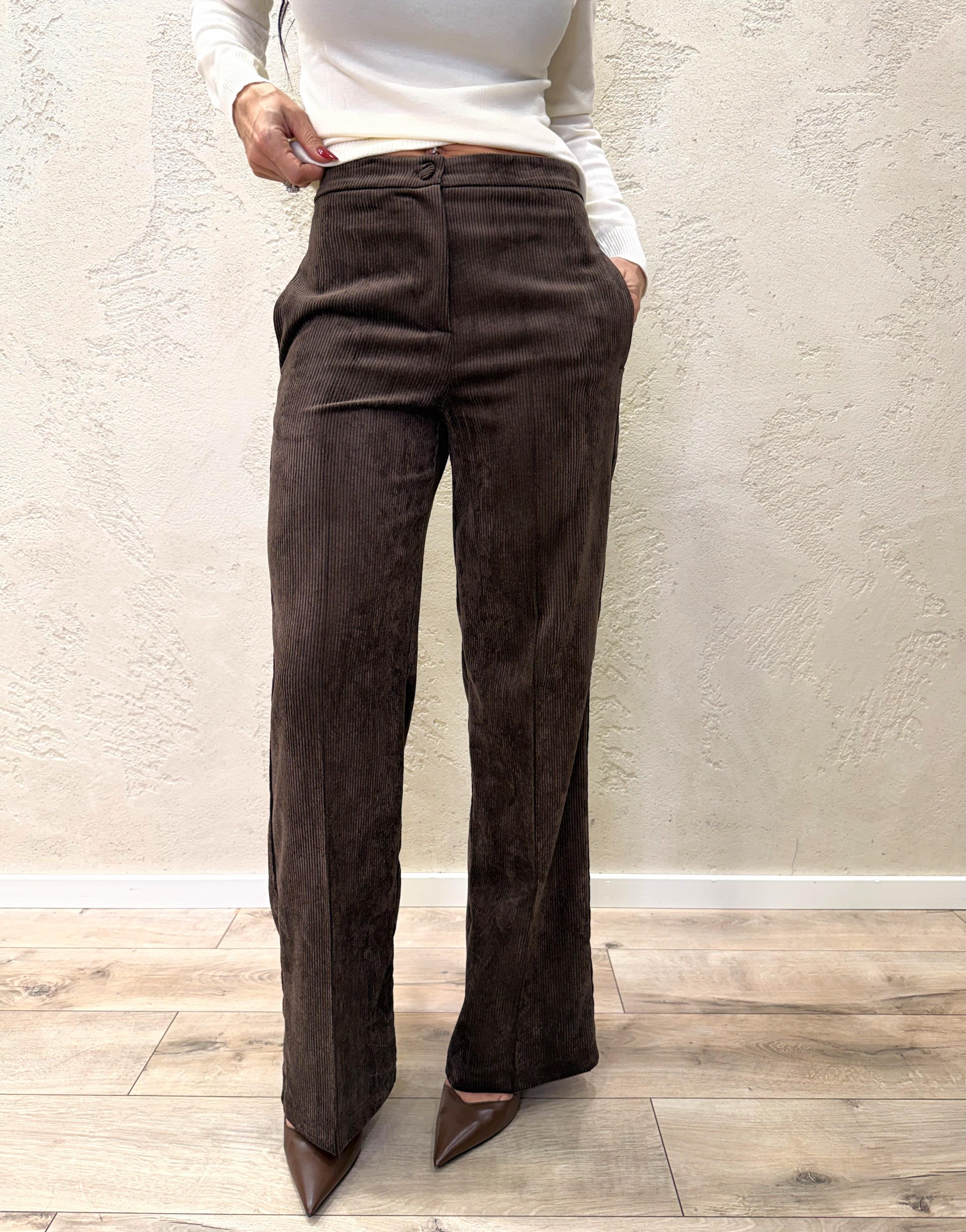 pantalone a palazzo in velluto a coste TF2002 MORO VICOLO