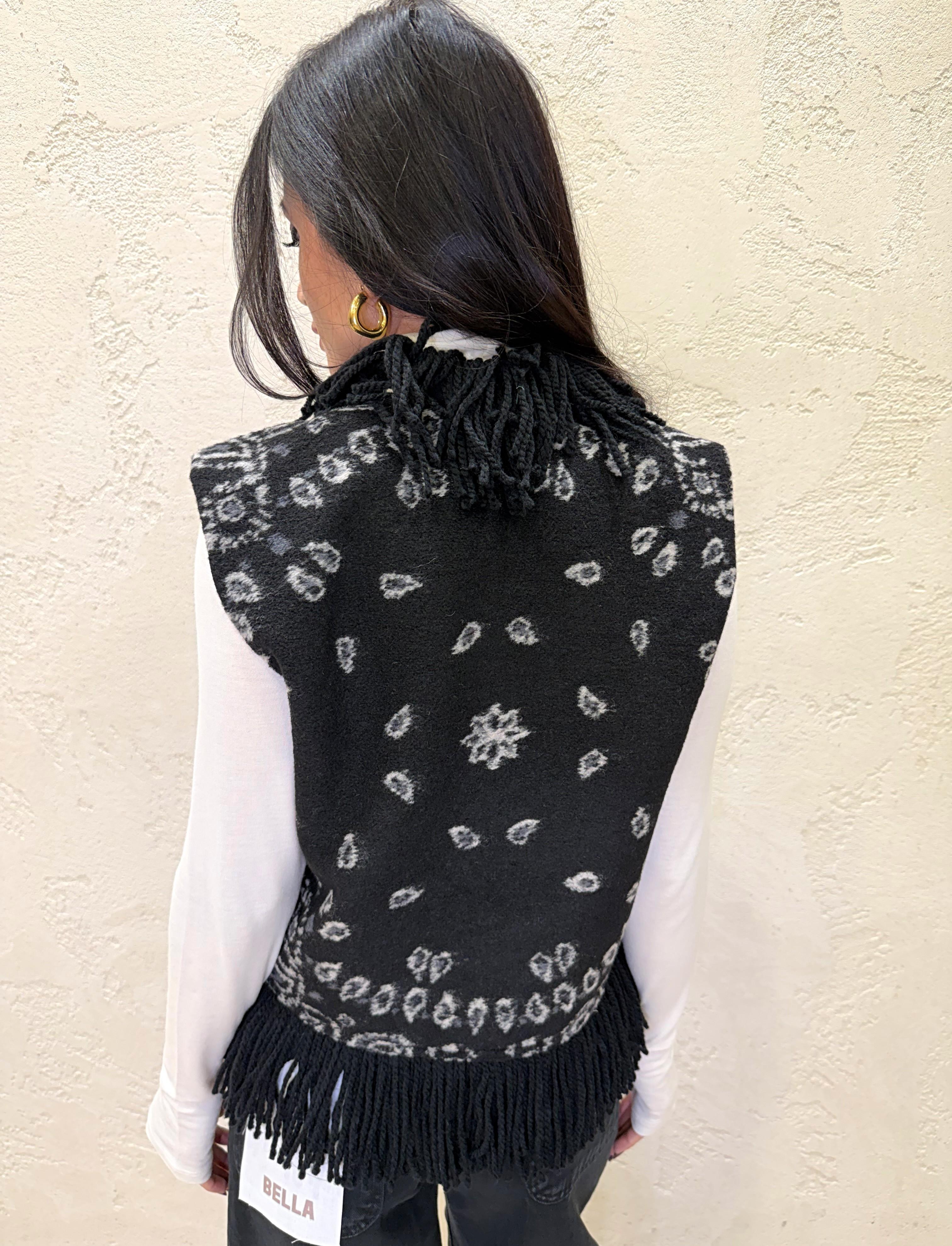 gilet misto lana sfrangiato 3756 NERO TENSIONE IN