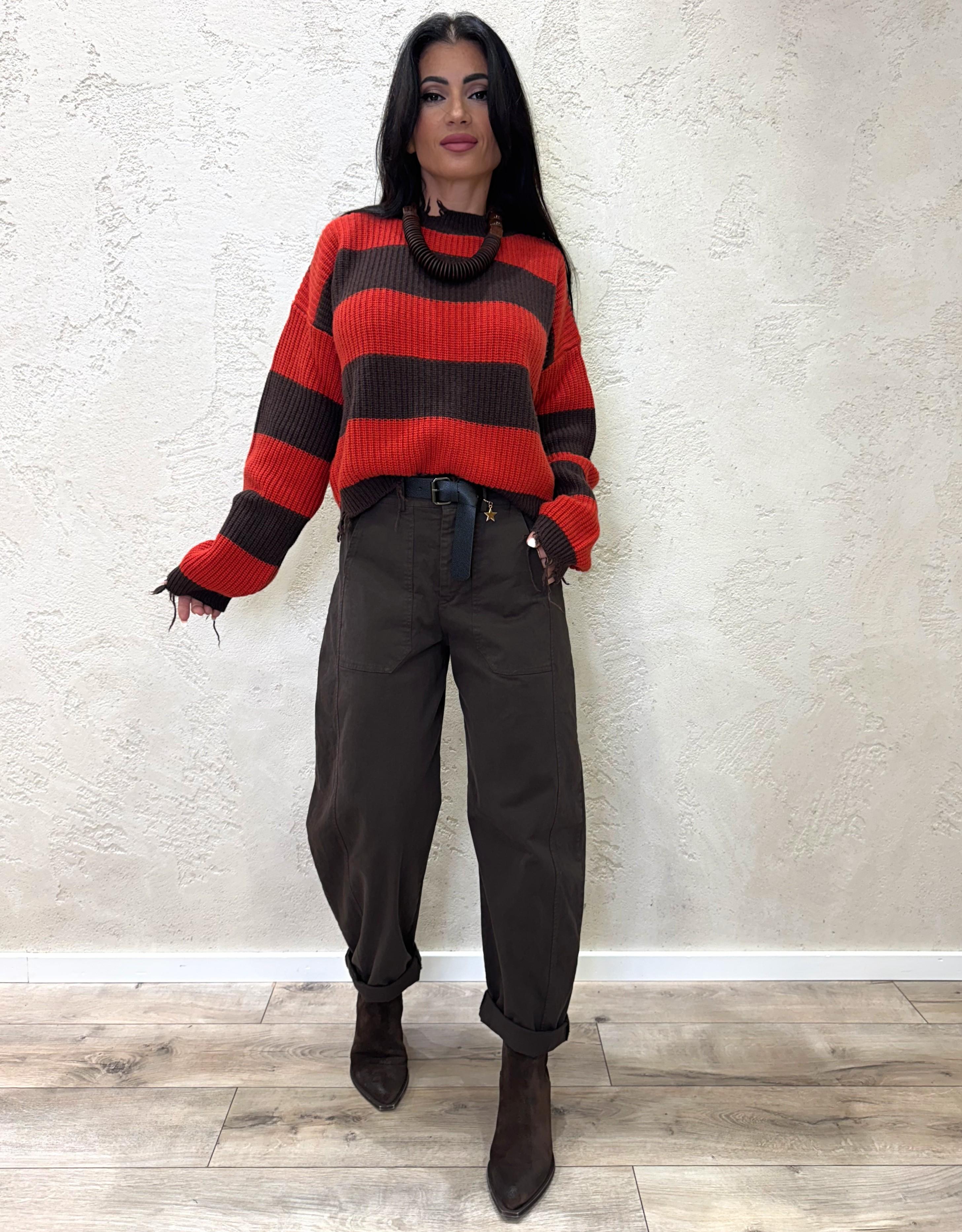 pantalone modello ferro di cavallo 58300GAB MORO SUSY MIX