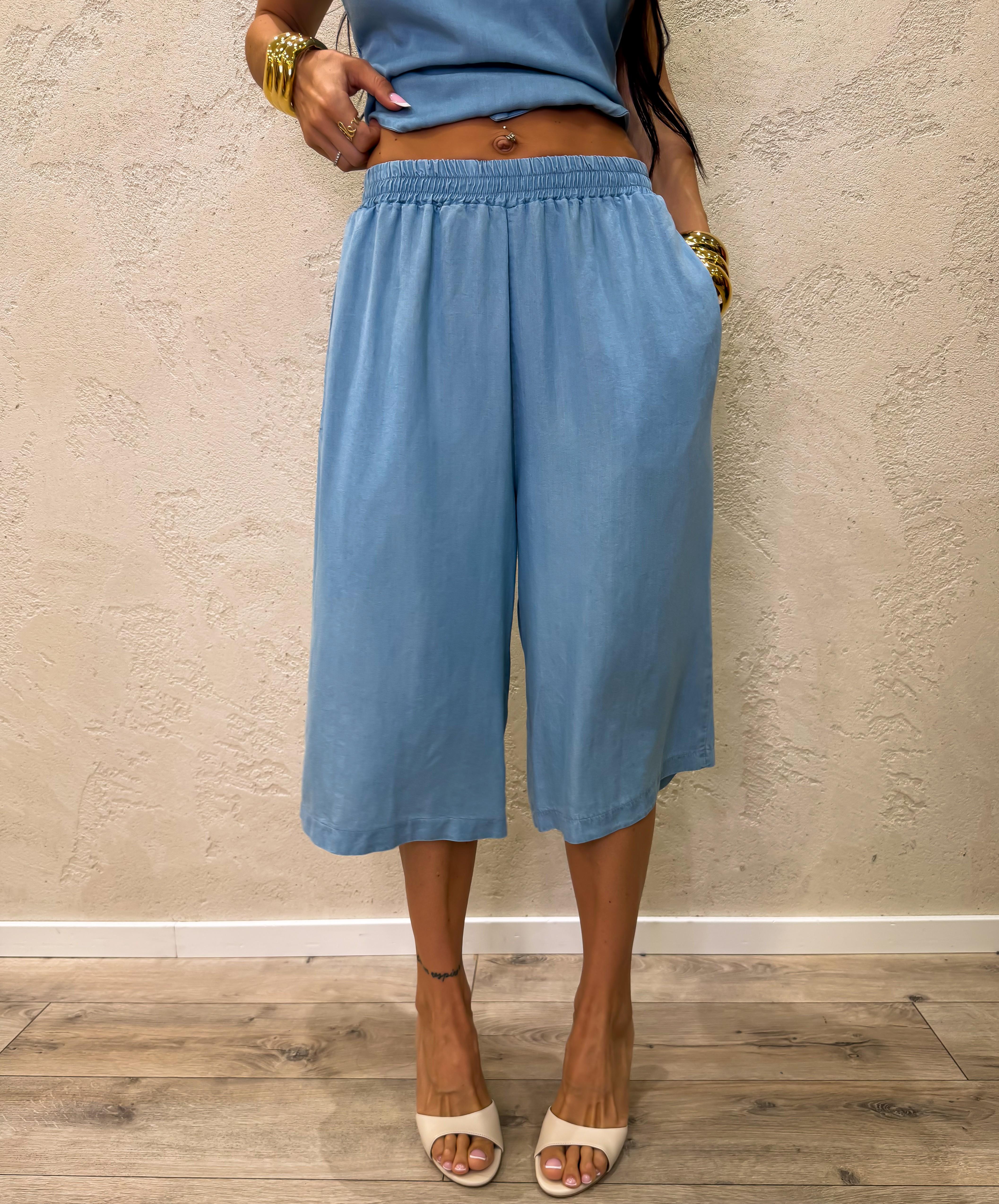 maxi bermuda in chambray leggero PE260189 AZZURRO TENSIONE IN