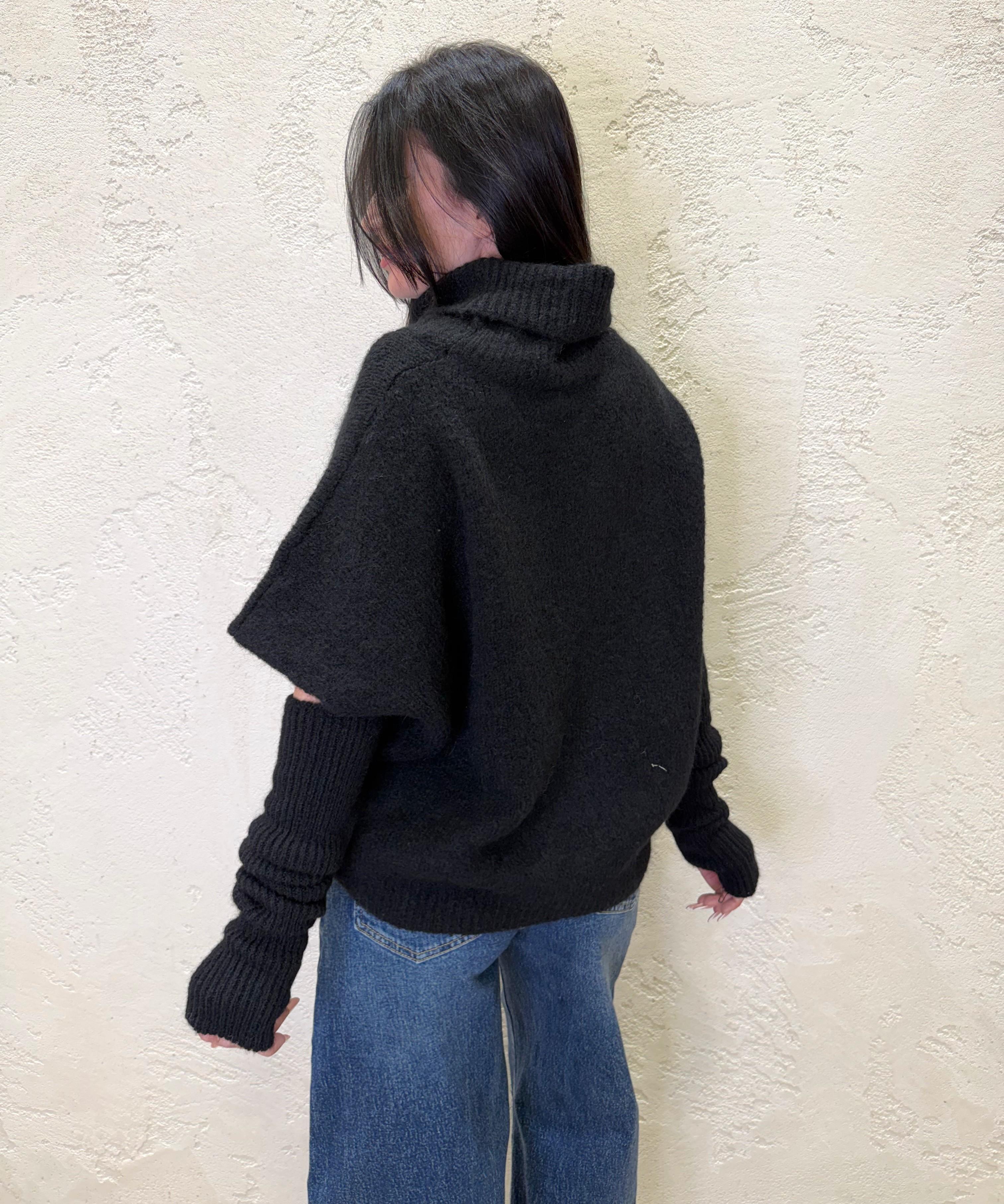 pull ampio in misto lana e mohair con manicotti 25A1250 NERO MOTEL