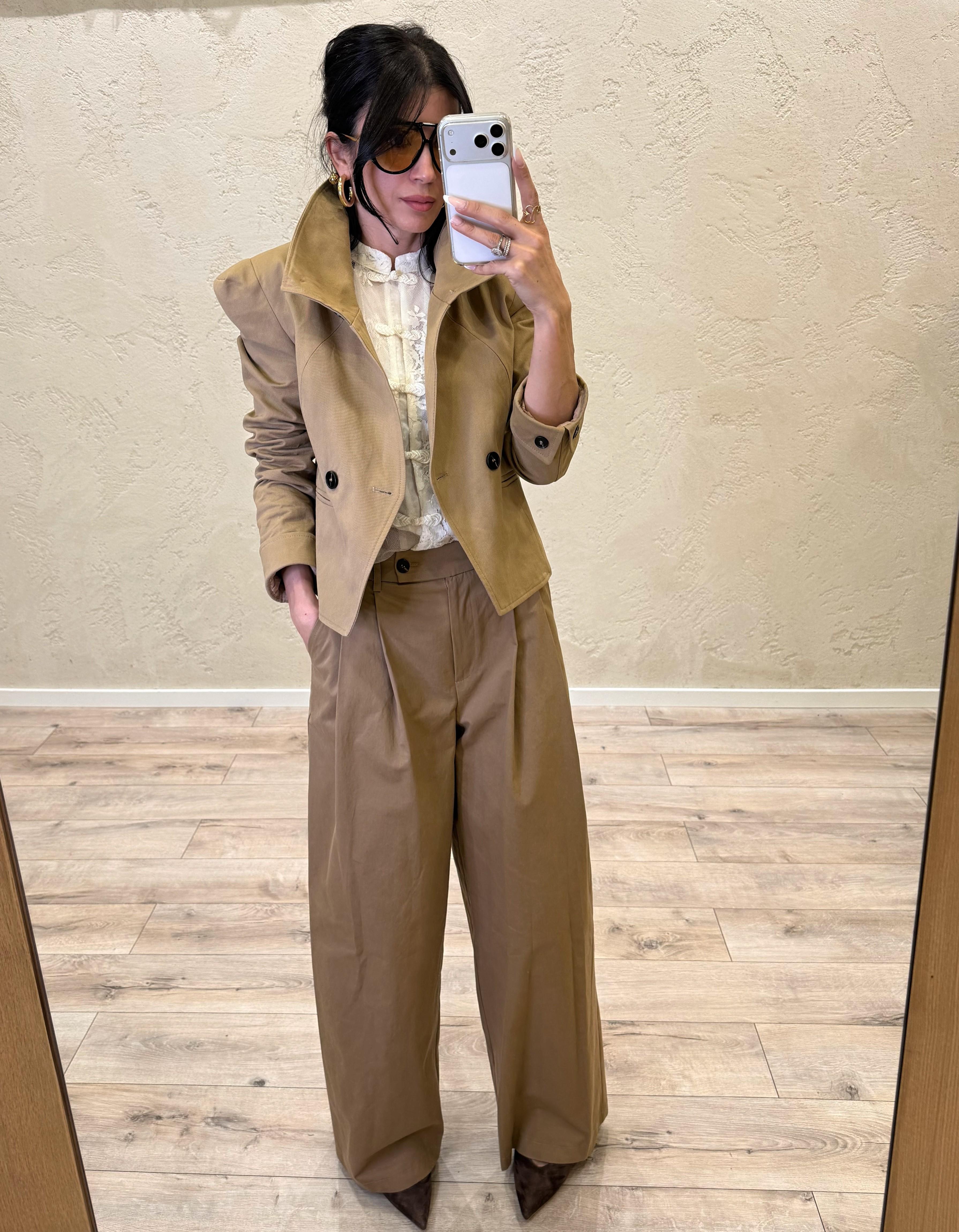 pantalone a gamba ampia con pinces 26P4334 BEIGE TENSIONE IN