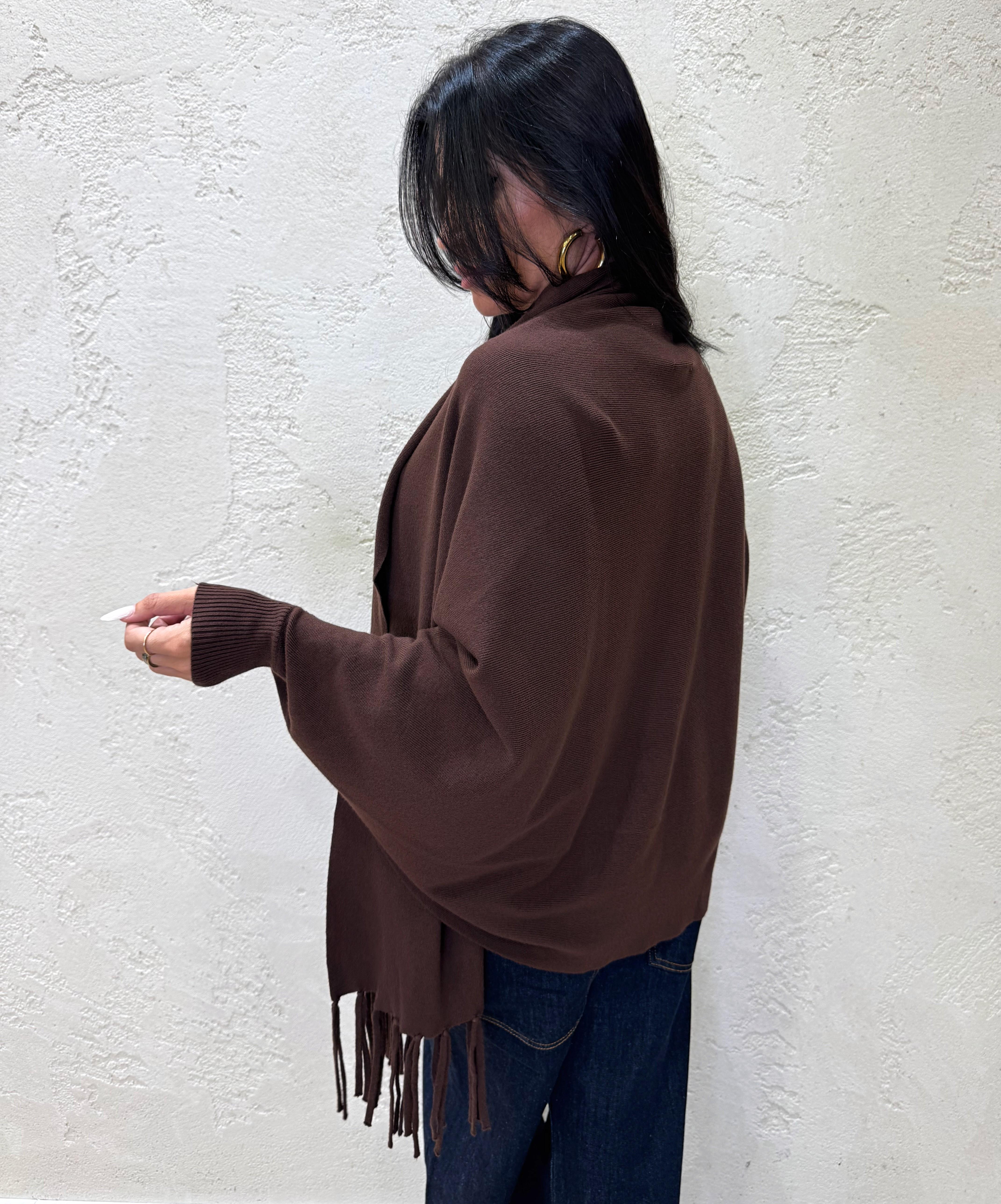 poncho con frange AP366525 MORO SUSY MIX