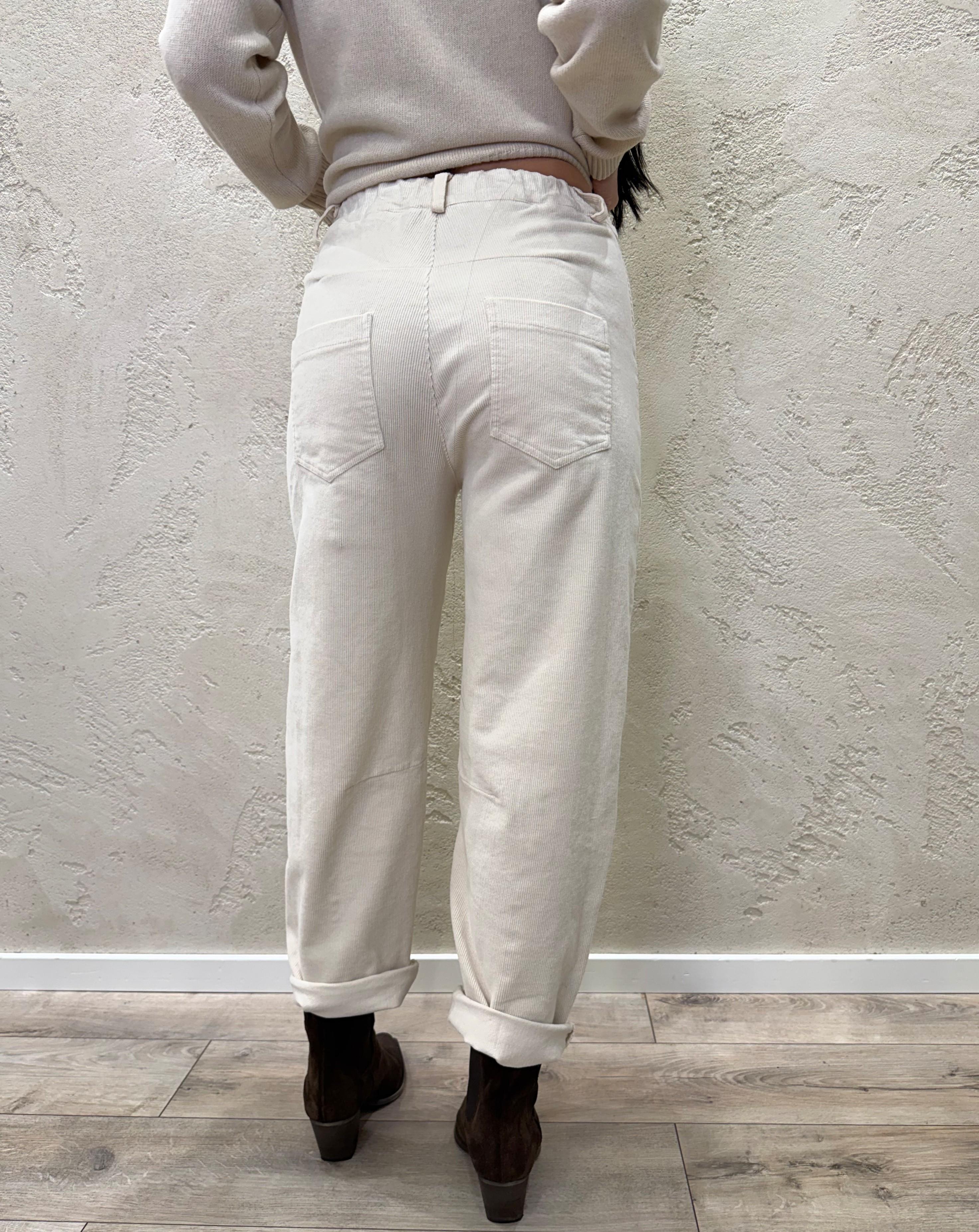 pantalone a ferro di cavallo in velluto a costine PA5093/I25 BURRO MOTEL