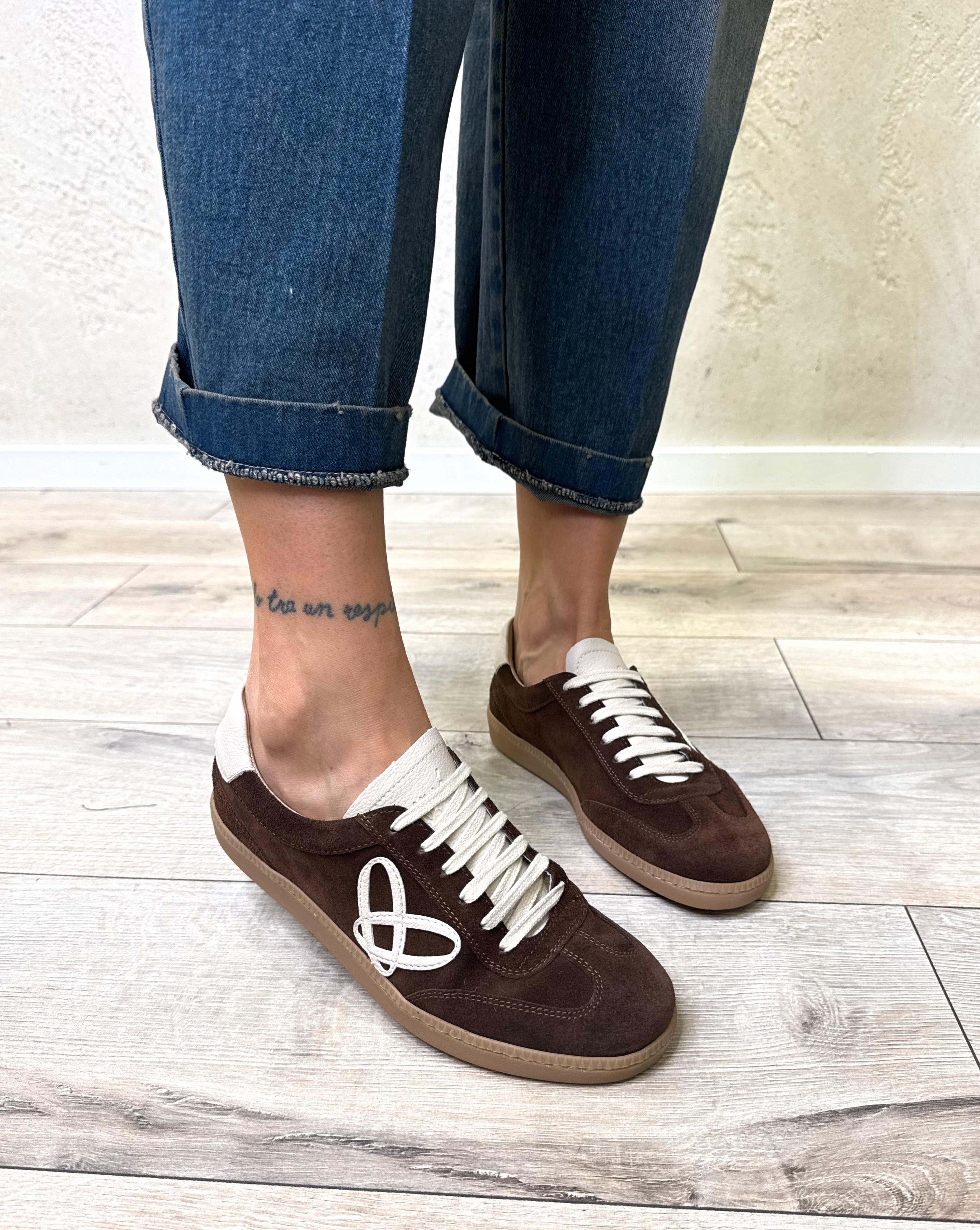 sneakers in vera pelle FE4467M MARRONE OVYE'