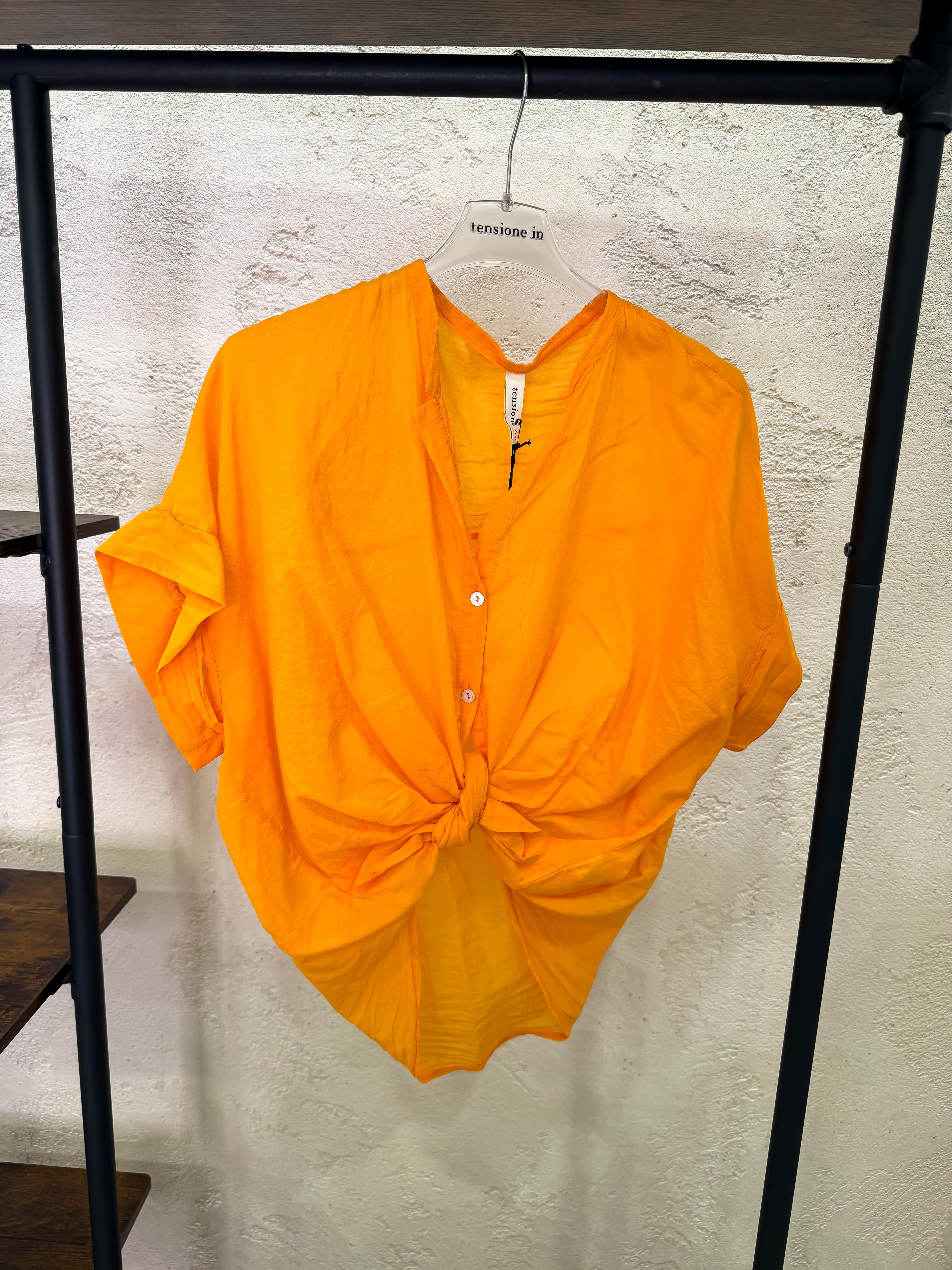 camicia in mussola di cotone S26CL37 ARANCIONE TENSIONE IN