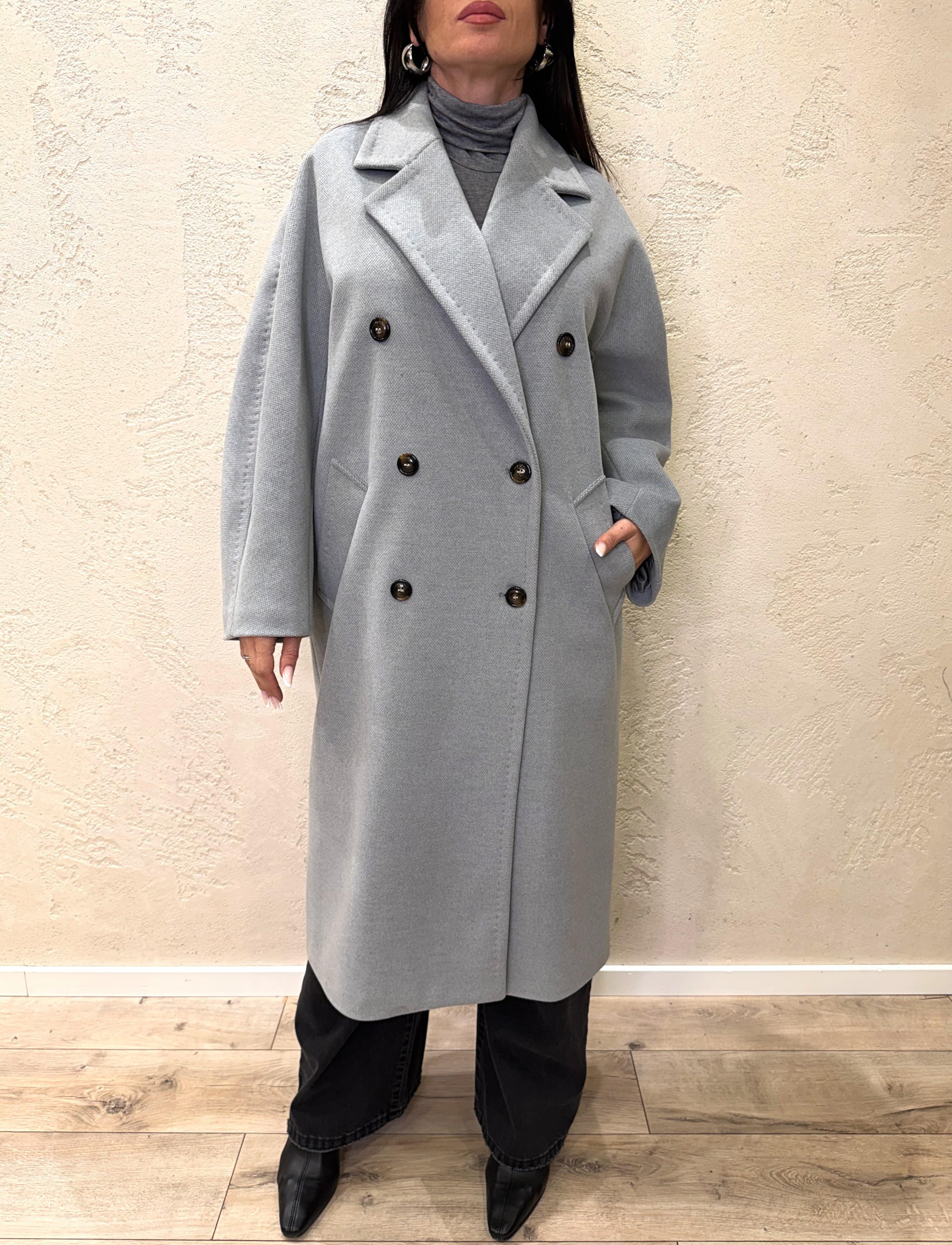 cappotto lungo doppio petto 9746MRKAI25 GRIGIO TENSIONE IN