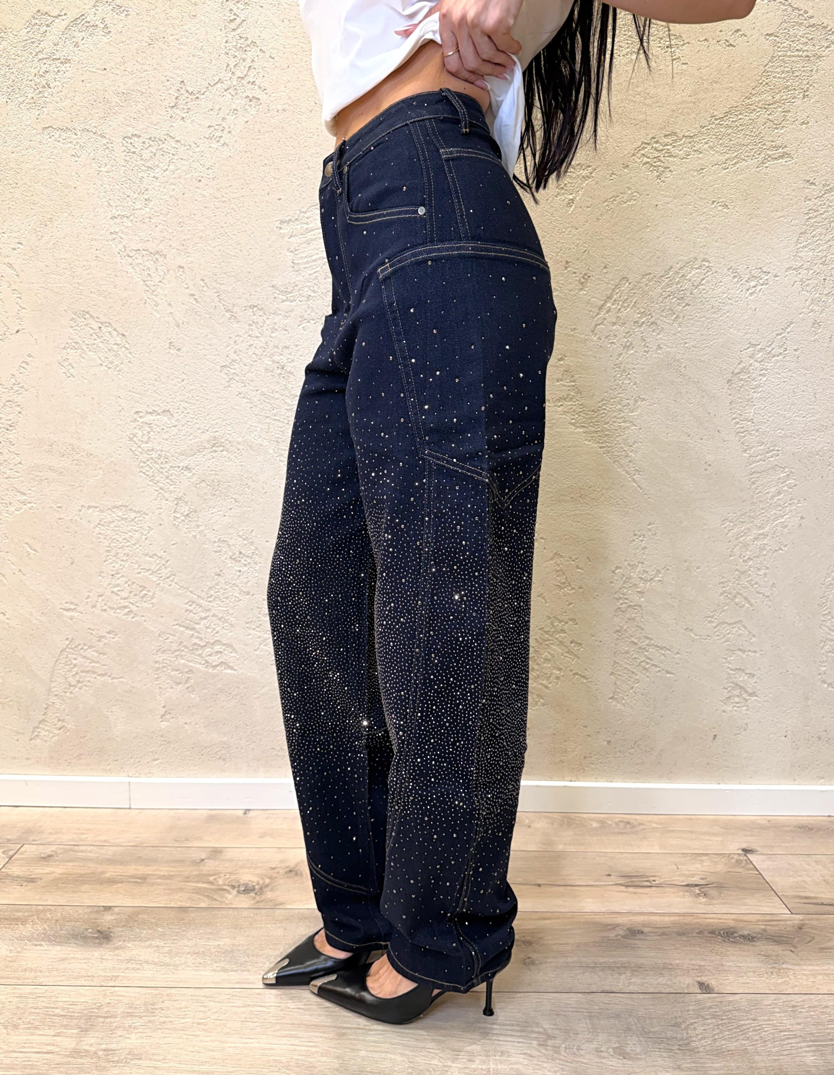 jeans modello luna baloon fit con strass JNS-LUNA BLU ELEVI
