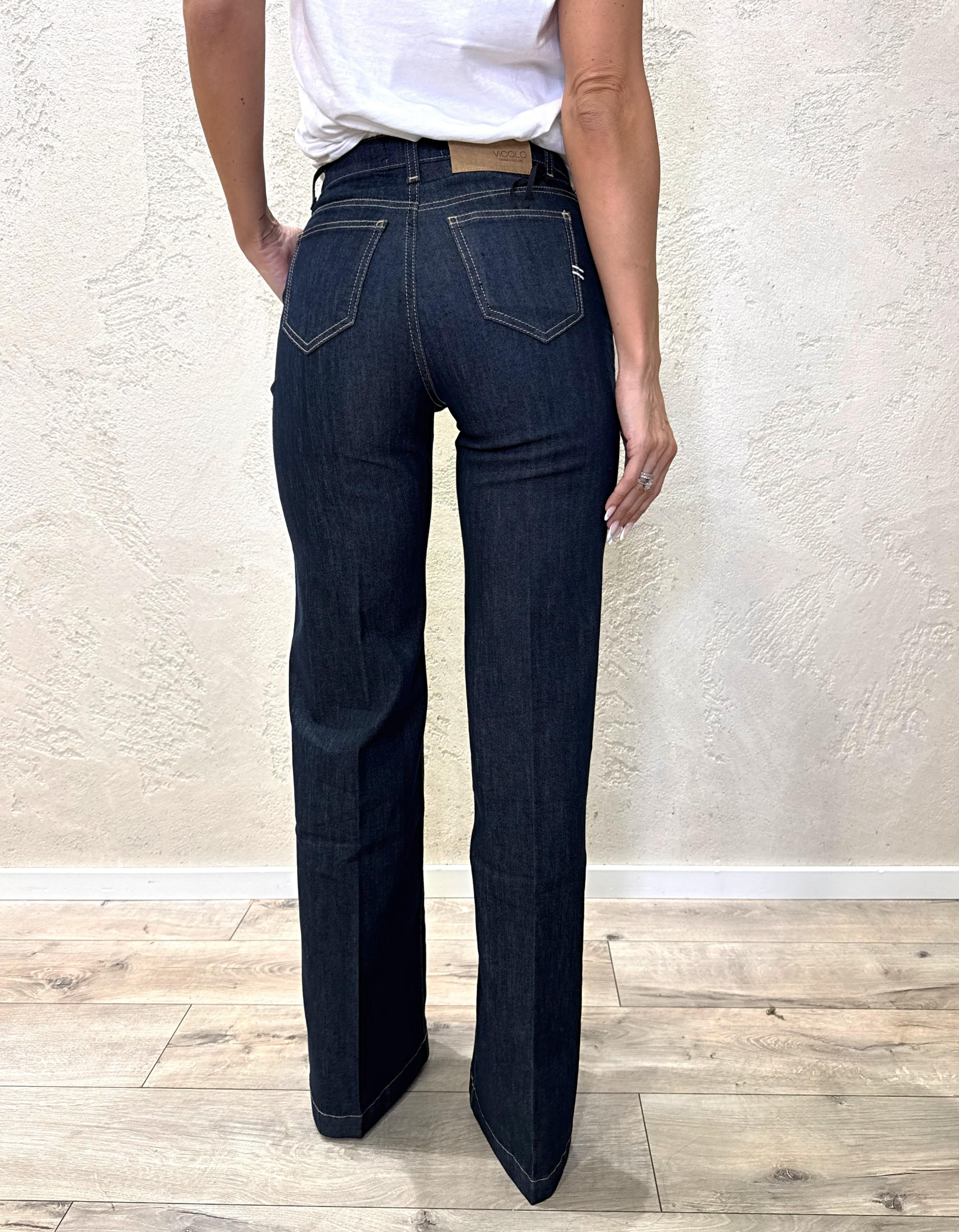 jeans modello elena a palazzo elasticizzato DF5086 BLU NOTTE VICOLO