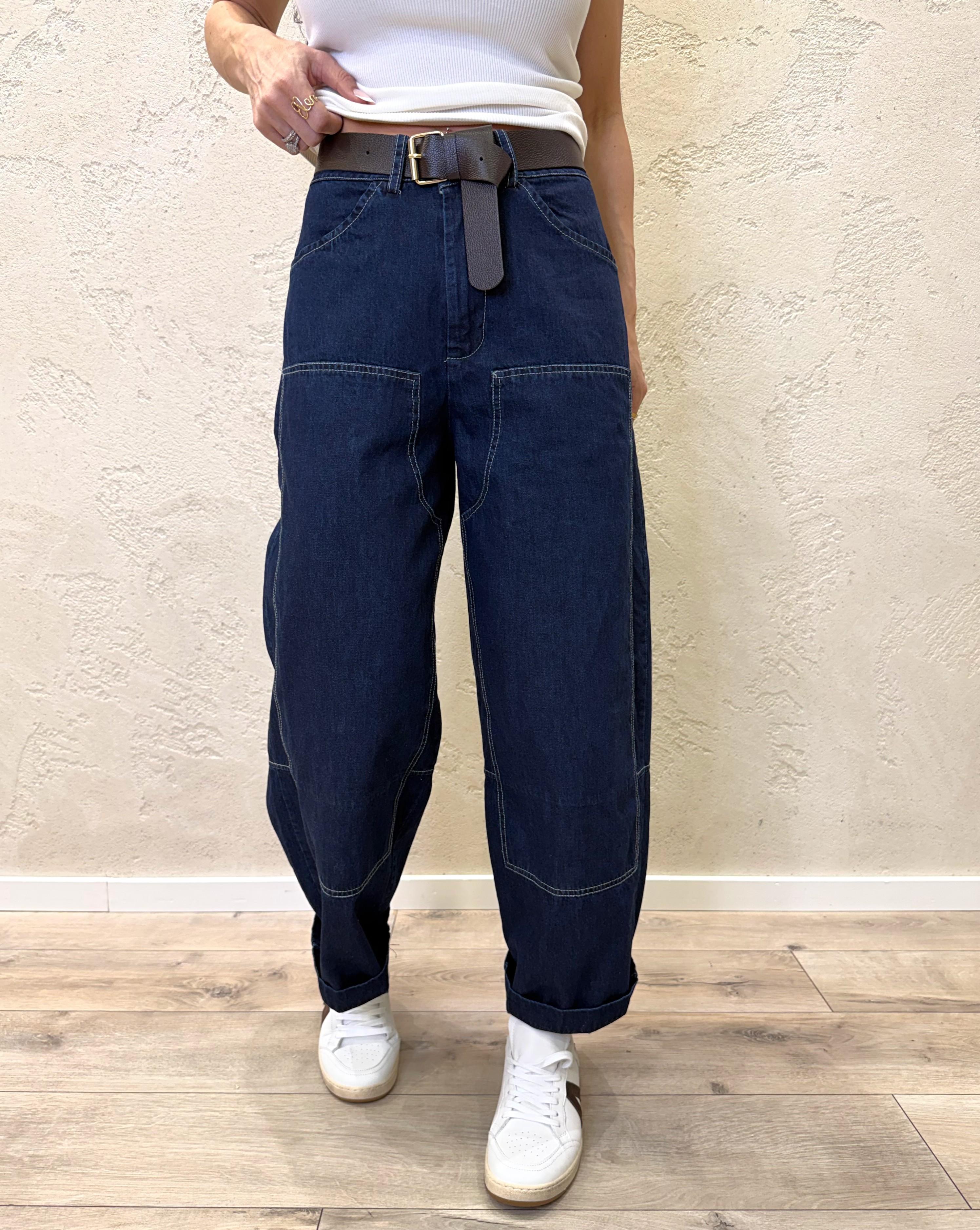 jeans modello baloon stile western 60410P DENIM BLU SUSY MIX