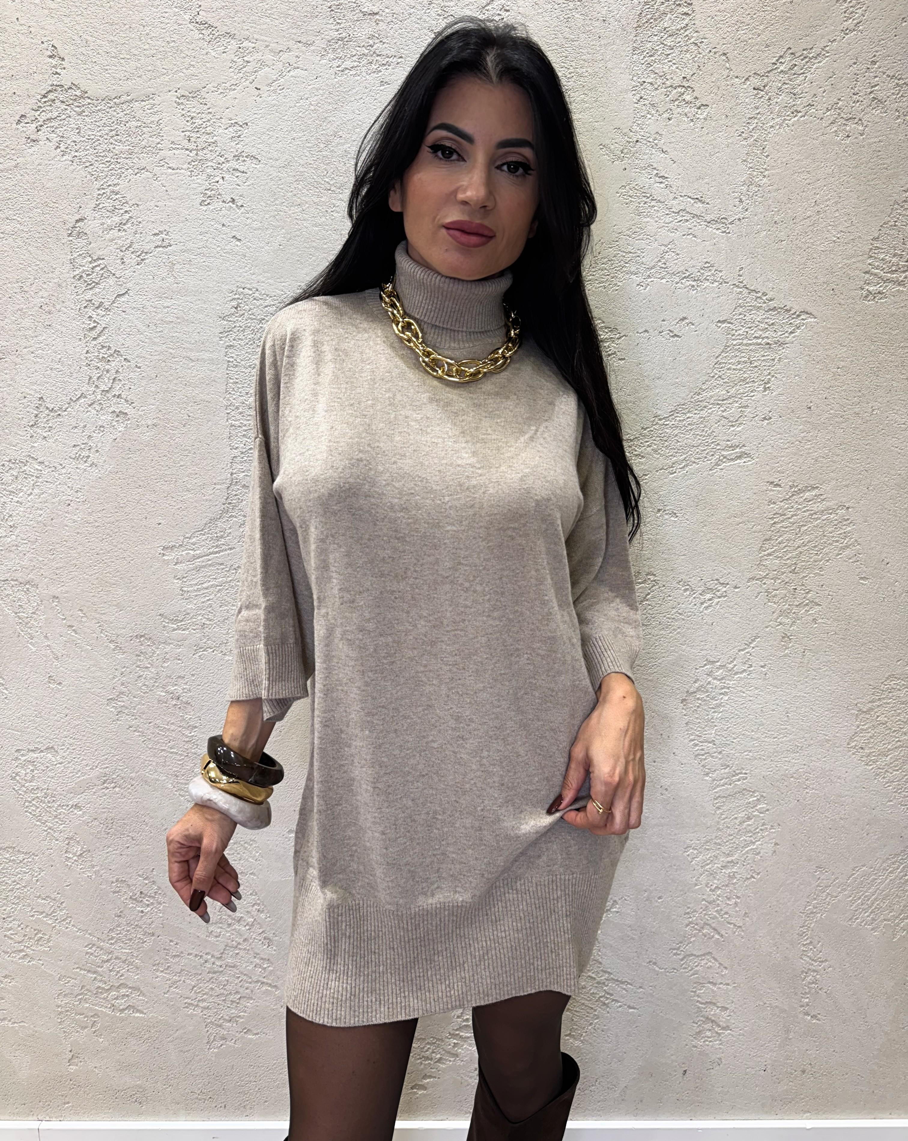 abito mini misto cashmere a collo alto 22082F KASHA VICOLO