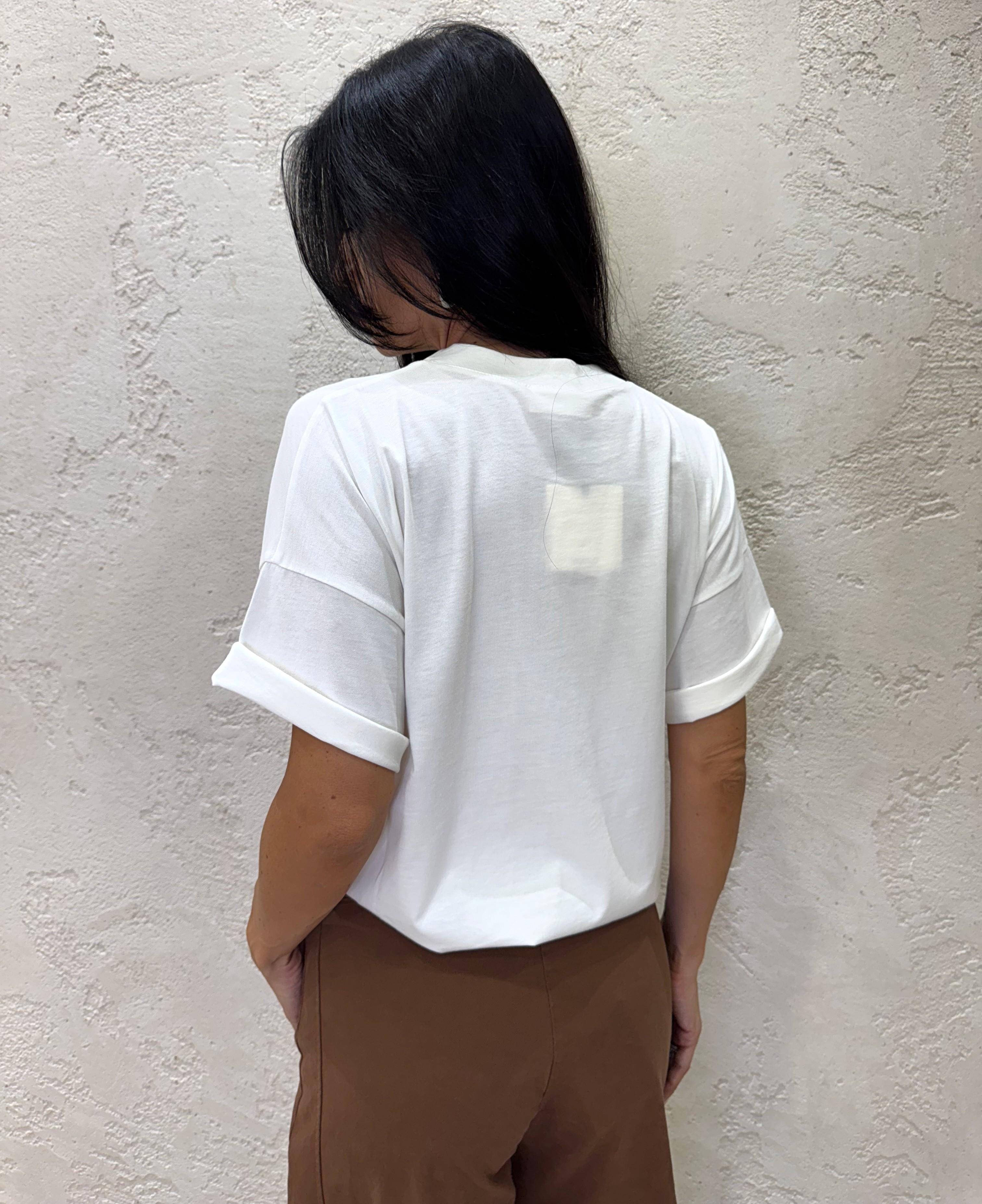 t-shirt oversize con stampa bassotto RF0091 BIANCO VICOLO