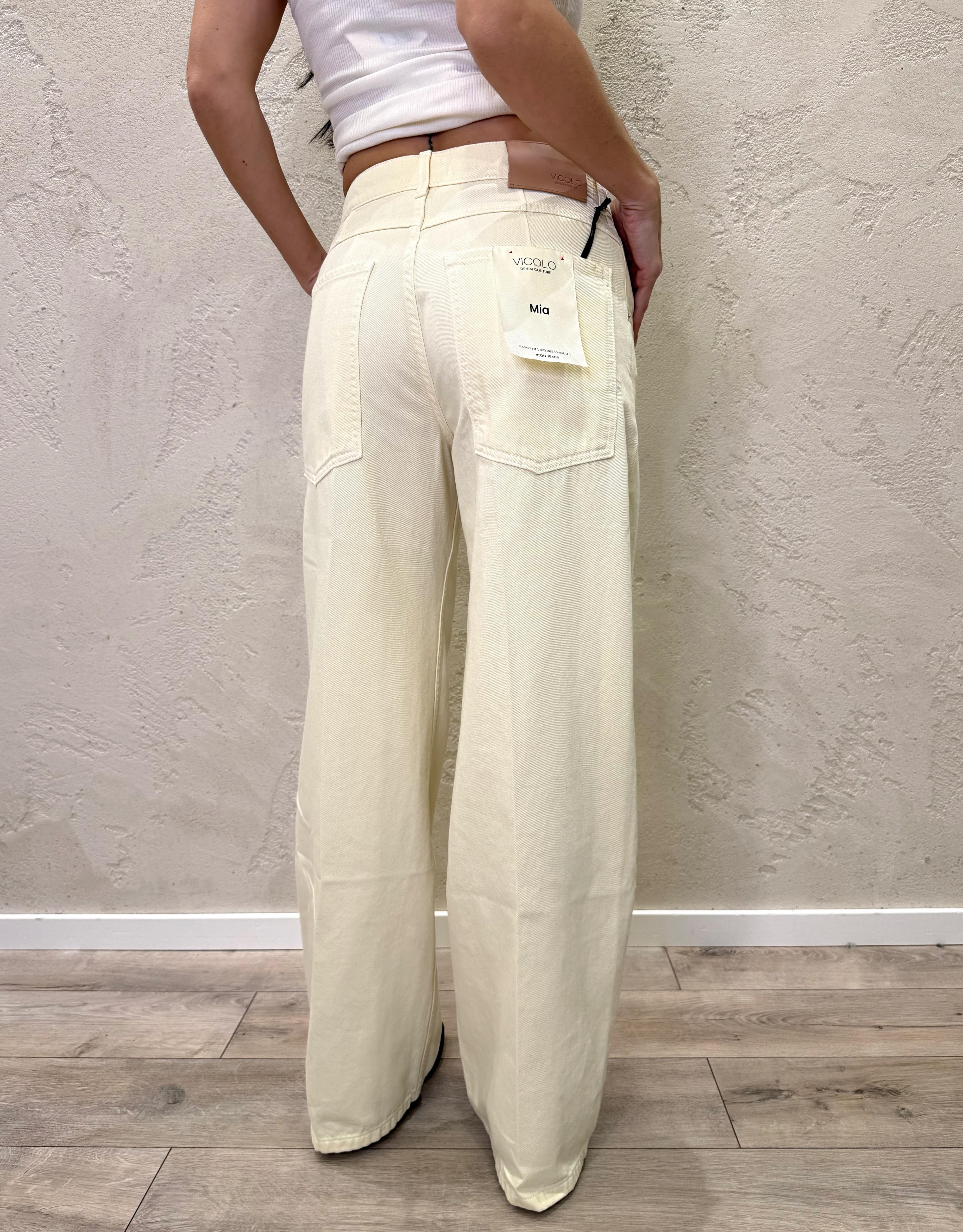 jeans modello mia a gamba larga DAB5148 GIALLO PASTELLO VICOLO