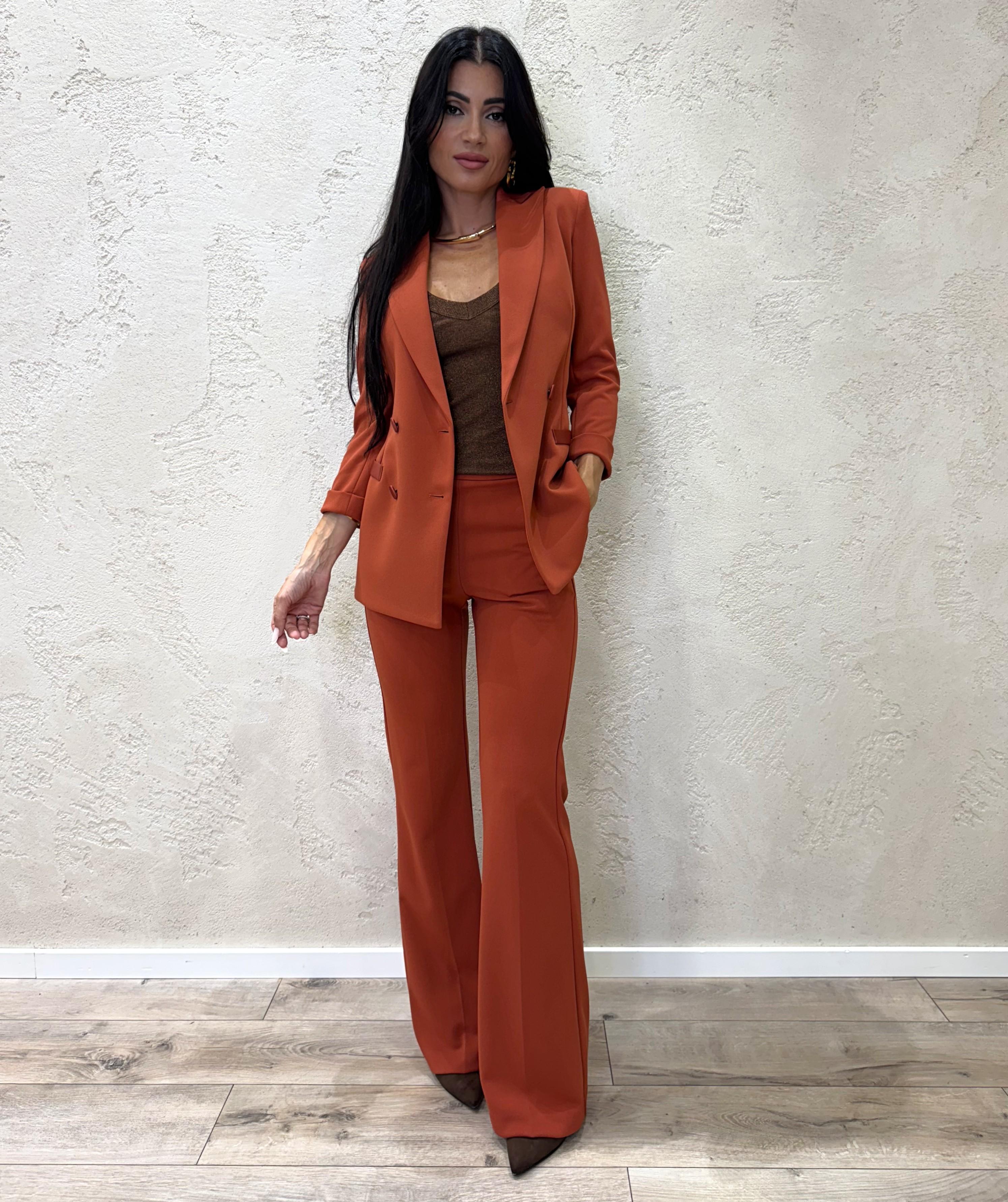 pantalone a zampa in crepe elasticizzato P3E9KAW ZUCCA IMPERIAL