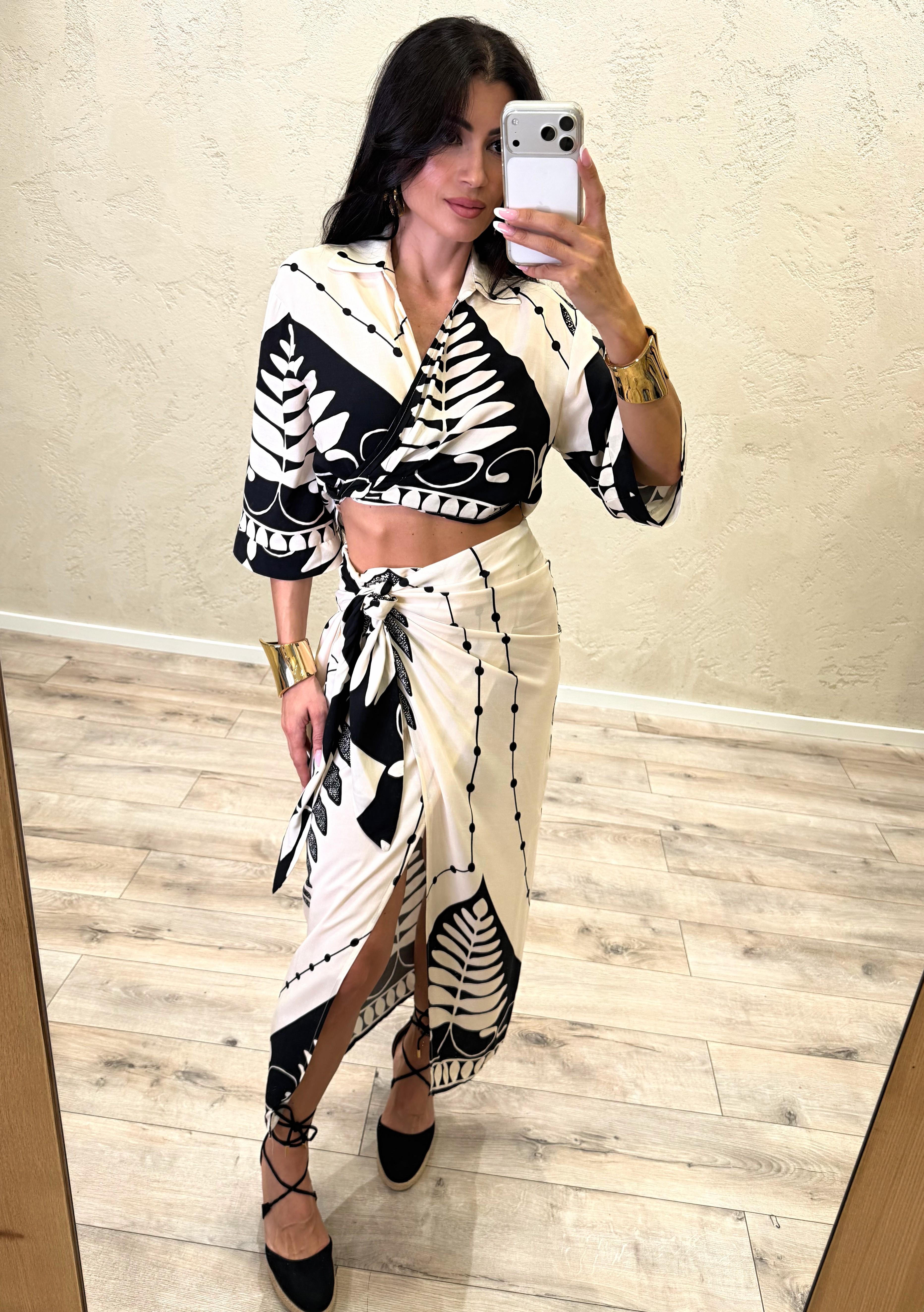 gonna a portafoglio in 100% viscosa PE260238 BURRO/NERO TENSIONE IN