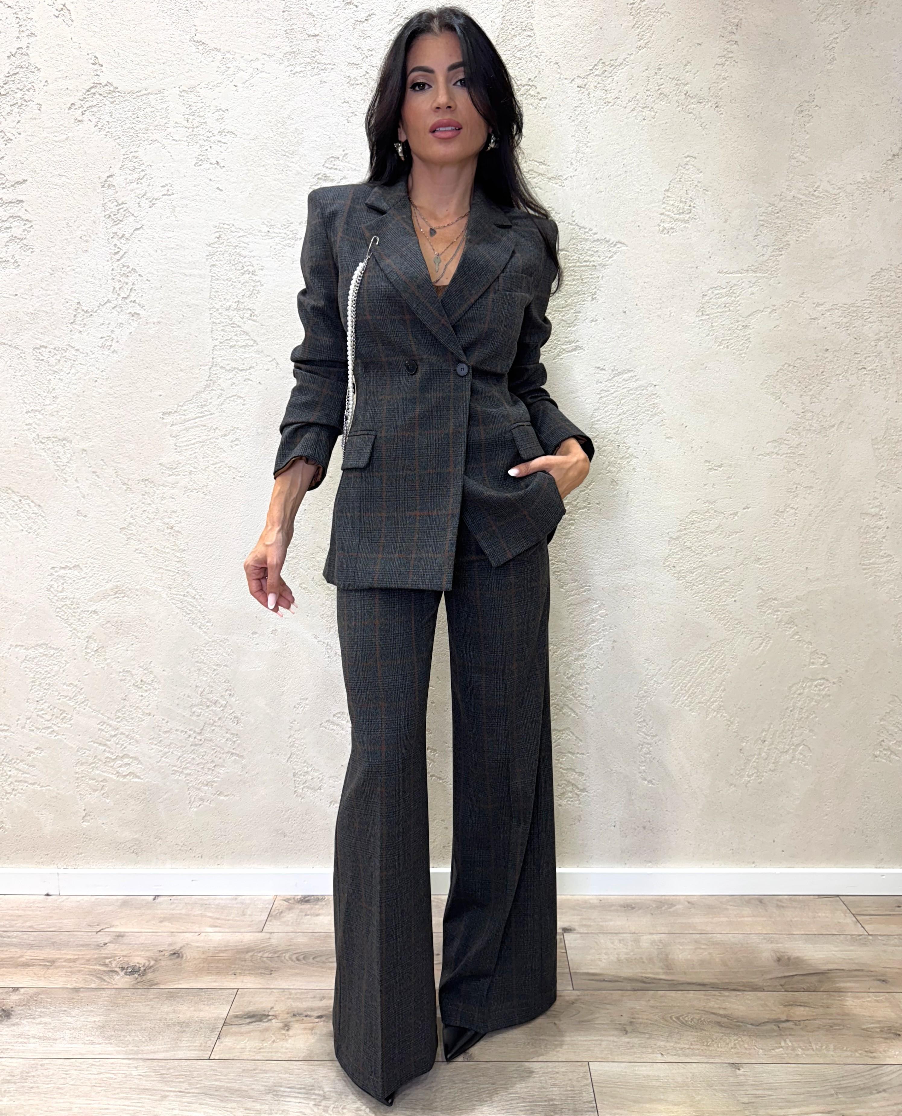 blazer doppiopetto in punto galles con catena TF0919 ANTRACITE VICOLO