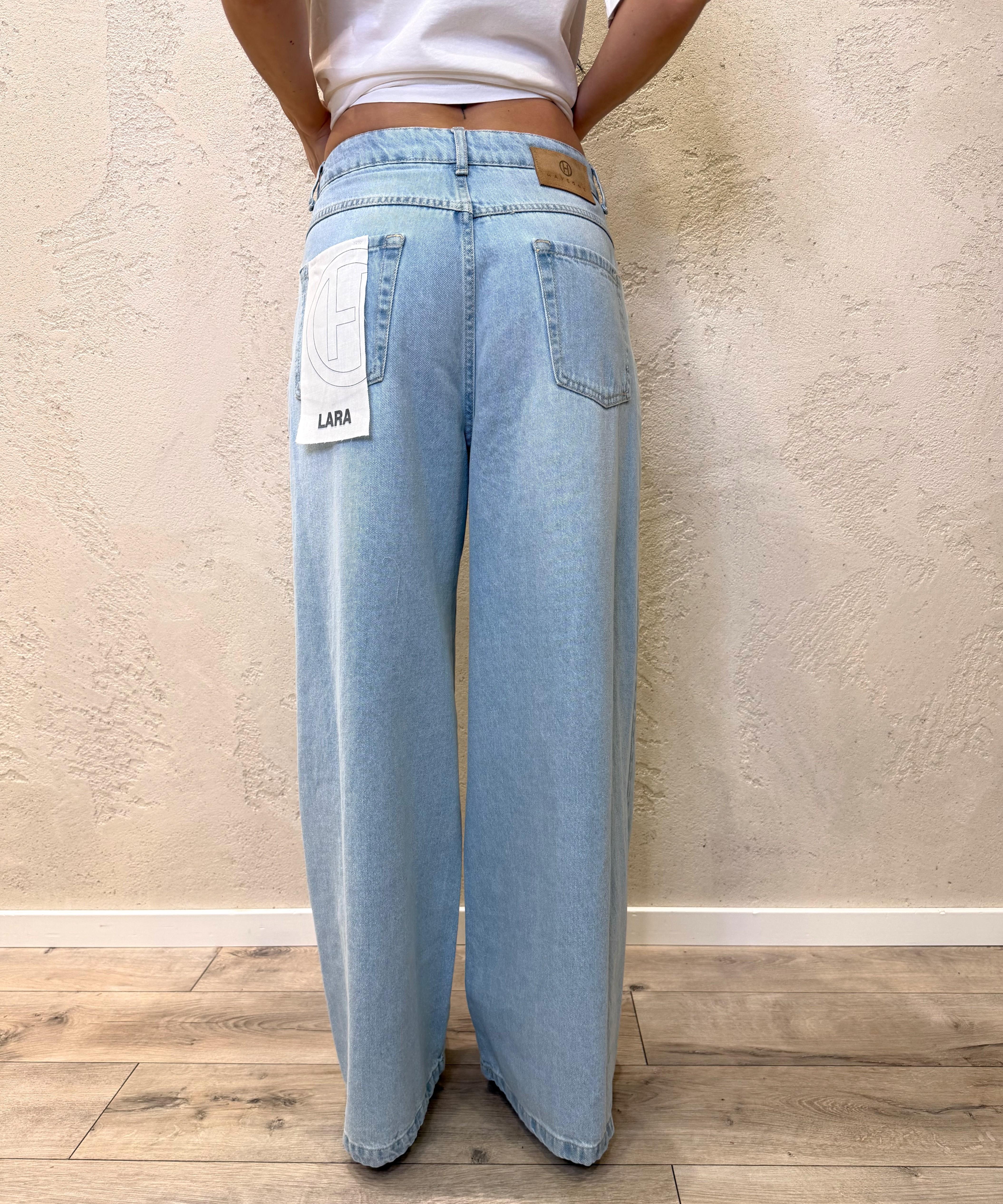 jeans modello lara in tela ferma wide leg PGZ-Q341 DENIM HAVEONE