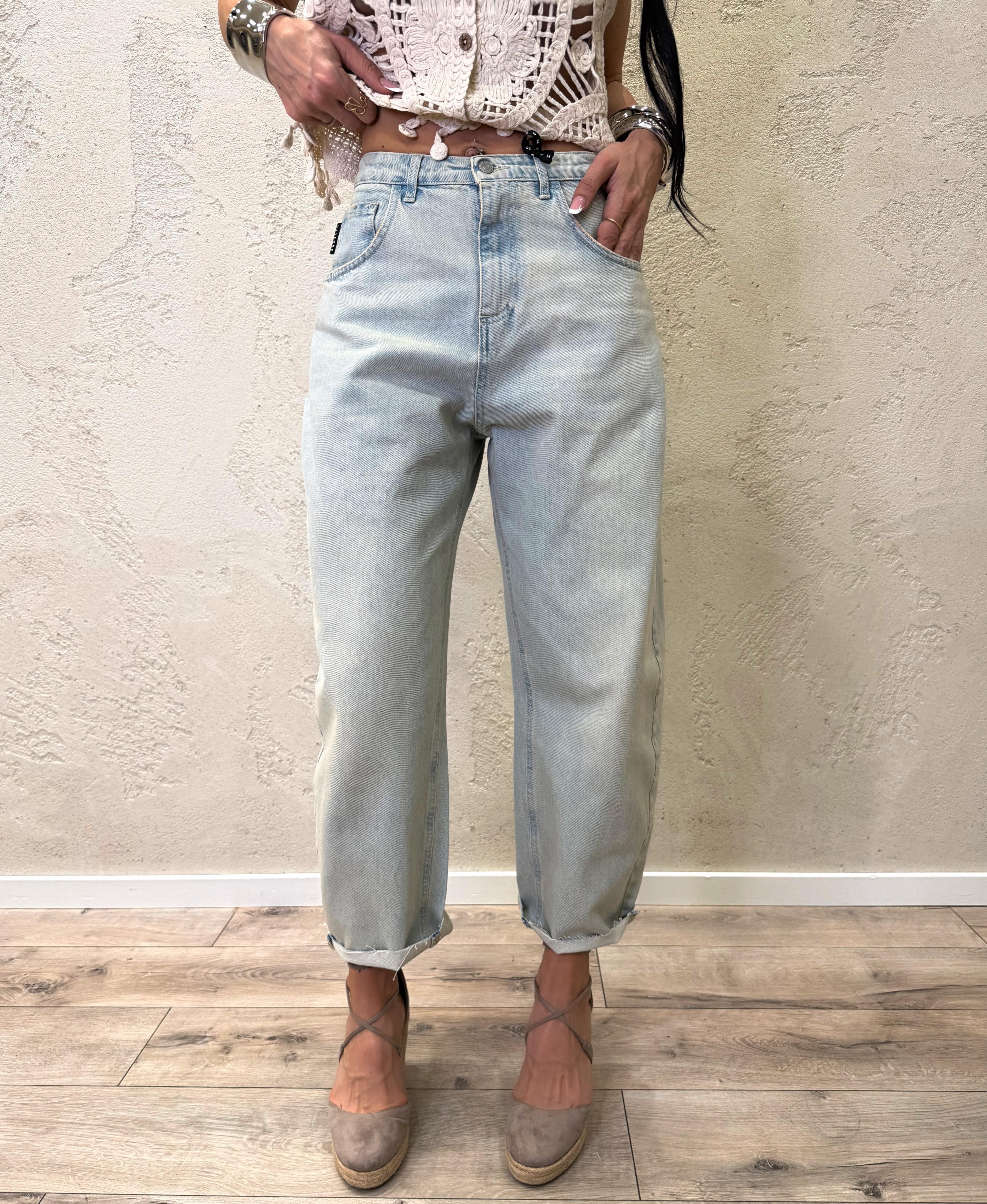 jeans modello aria in tela ferma baloon PGZ-Q343 DENIM CHIARO HAVEONE
