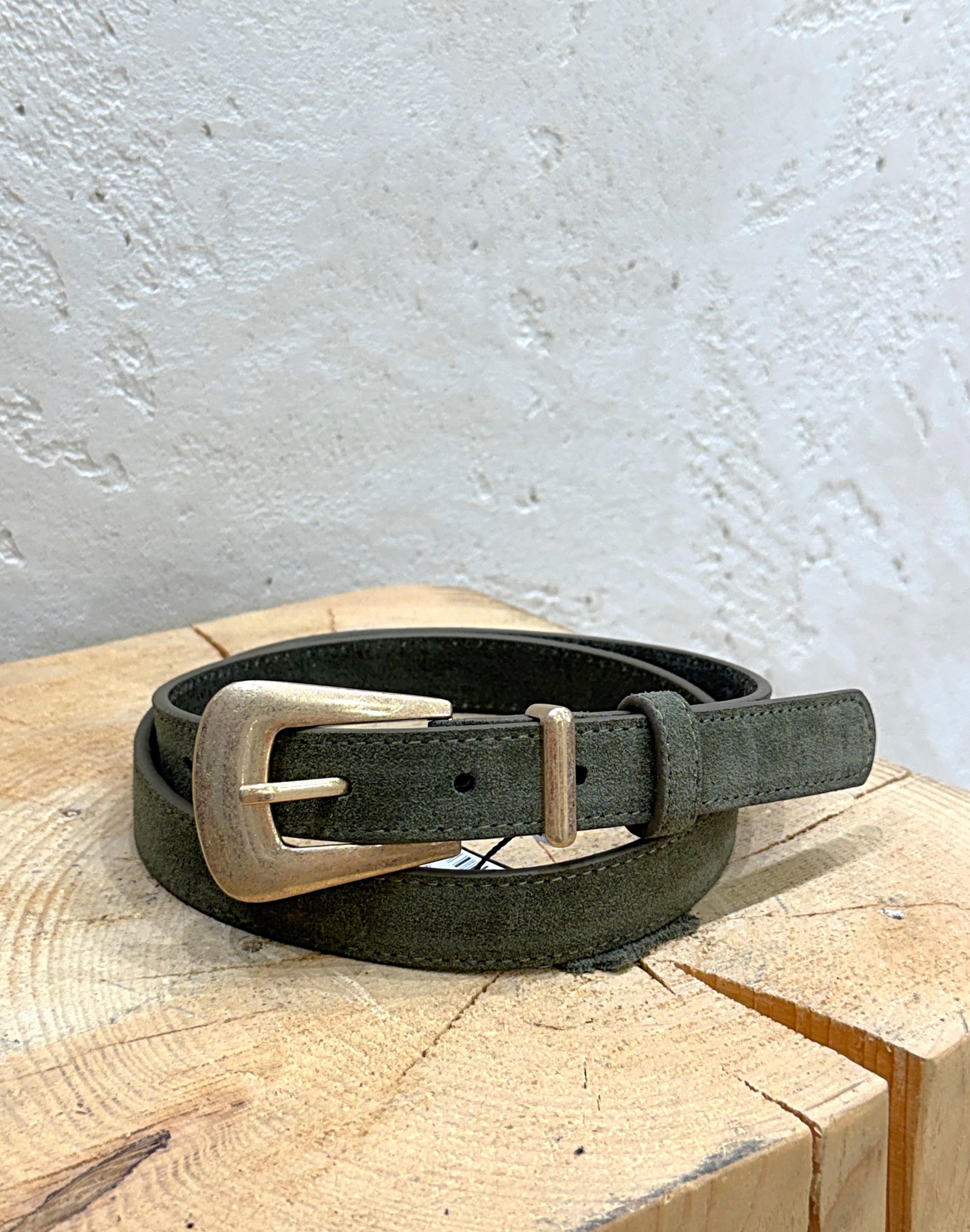 cintura in vera pelle scamosciata CINTSCAM VERDE ELEVI