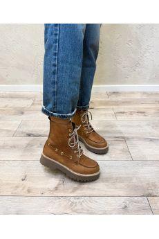 Stivaletto stringato in pelle SM17 CUOIO OVYE'