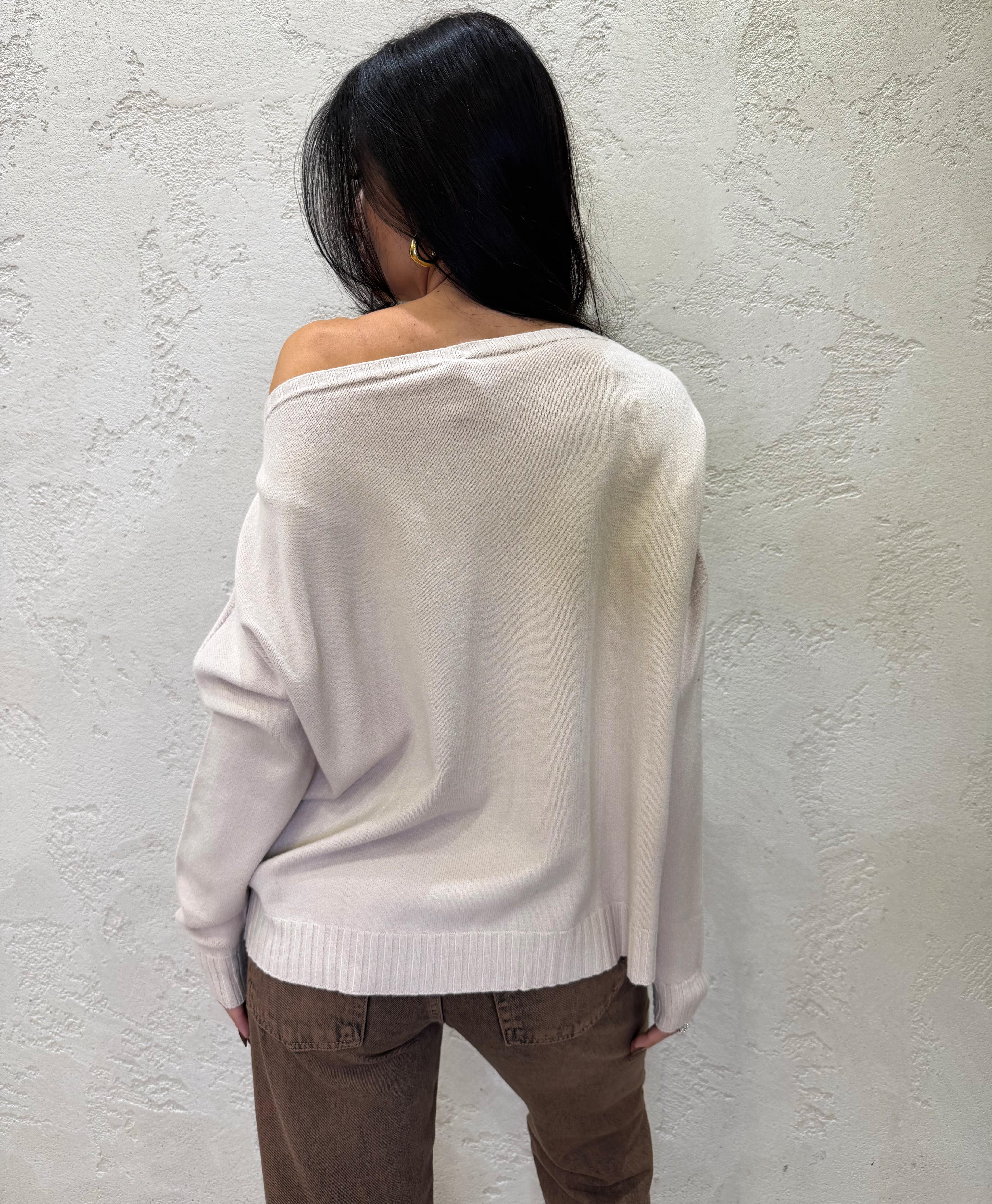 pull basico scollo a barchetta IT883NEW GESSO TENSIONE IN