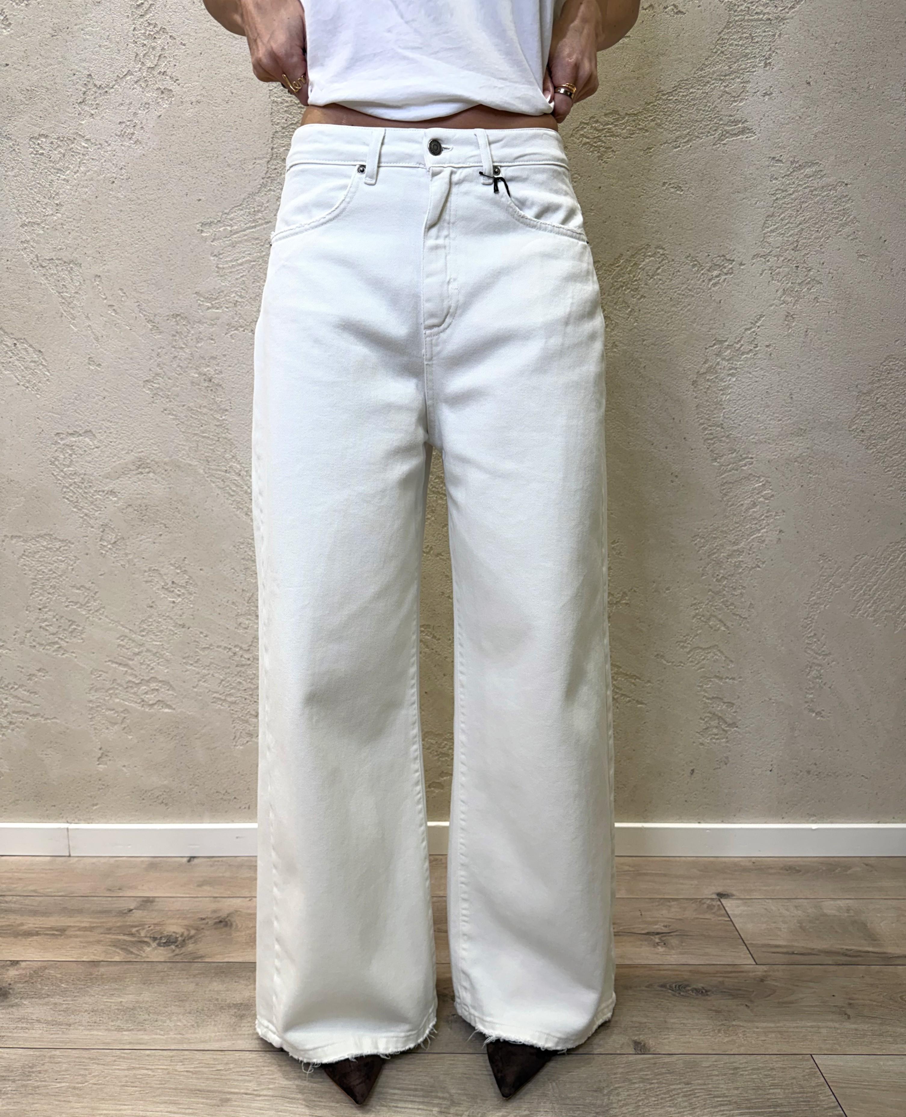 jeans modello giusi wide leg GIUSI-PANT BIANCO TENSIONE IN