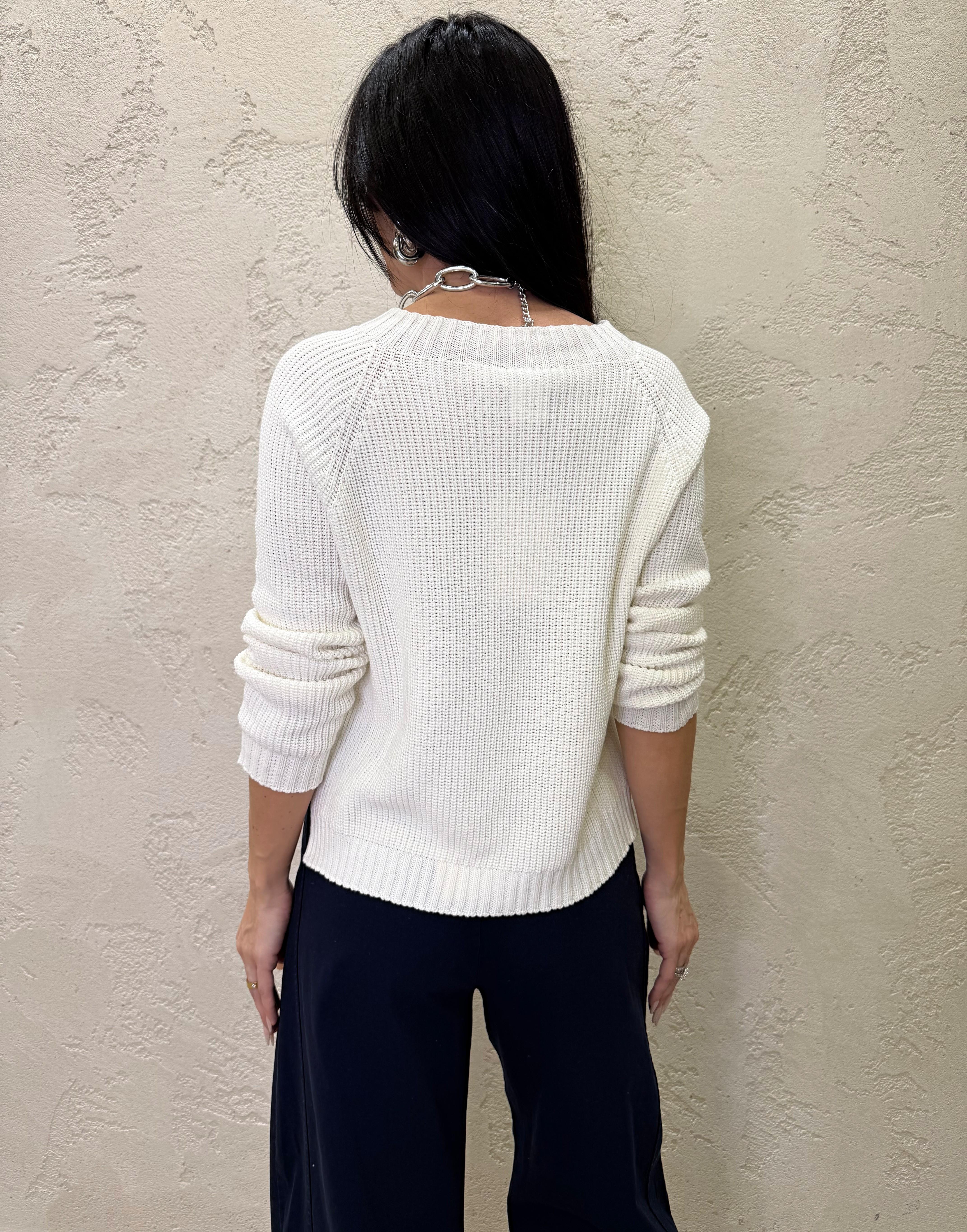 pull in maglia punto pannocchia 61041 AVORIO SUSY MIX