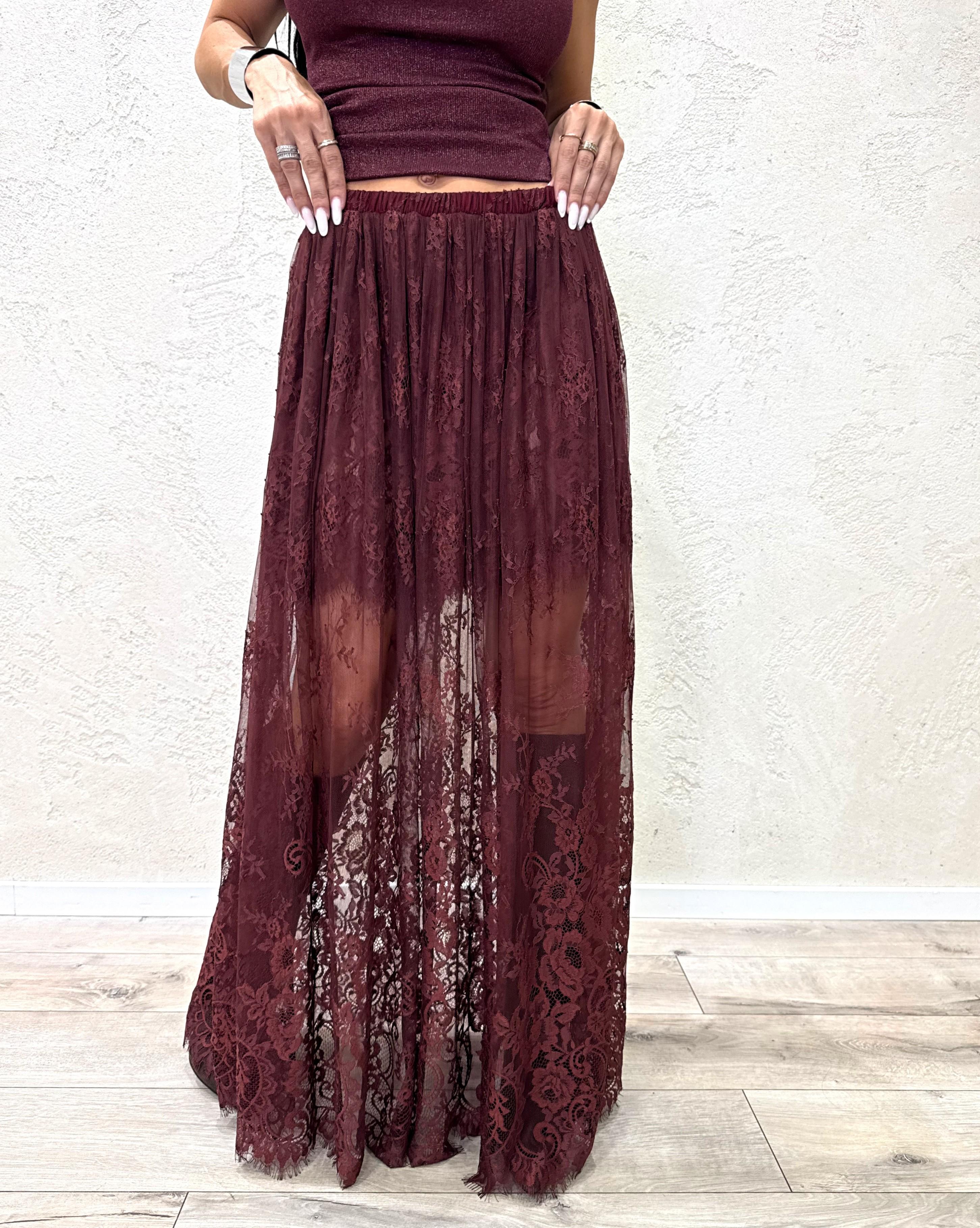gonna lunga in pizzo TF0573 BORDEAUX VICOLO