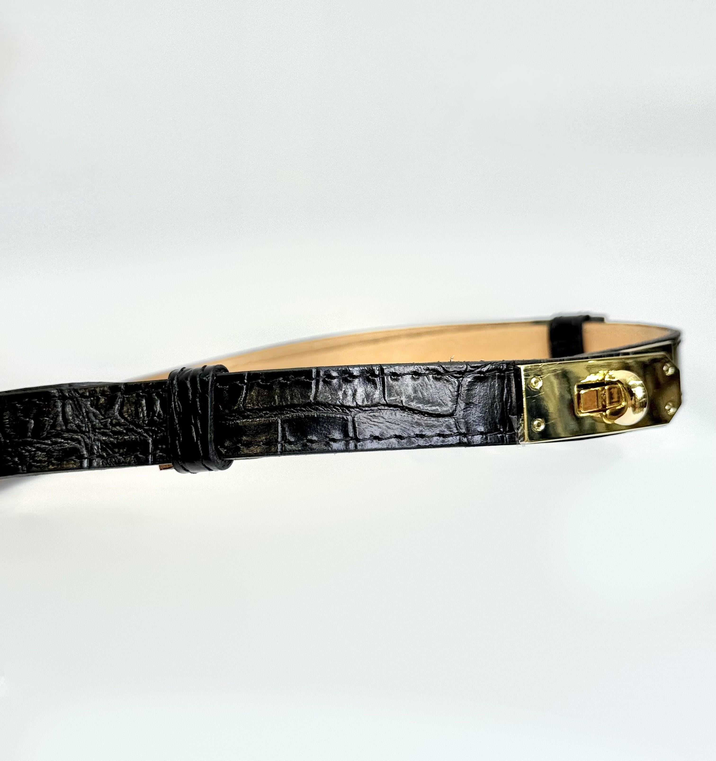 cintura kelly vera pelle CKCOCCODRILLO NERO ELEVI