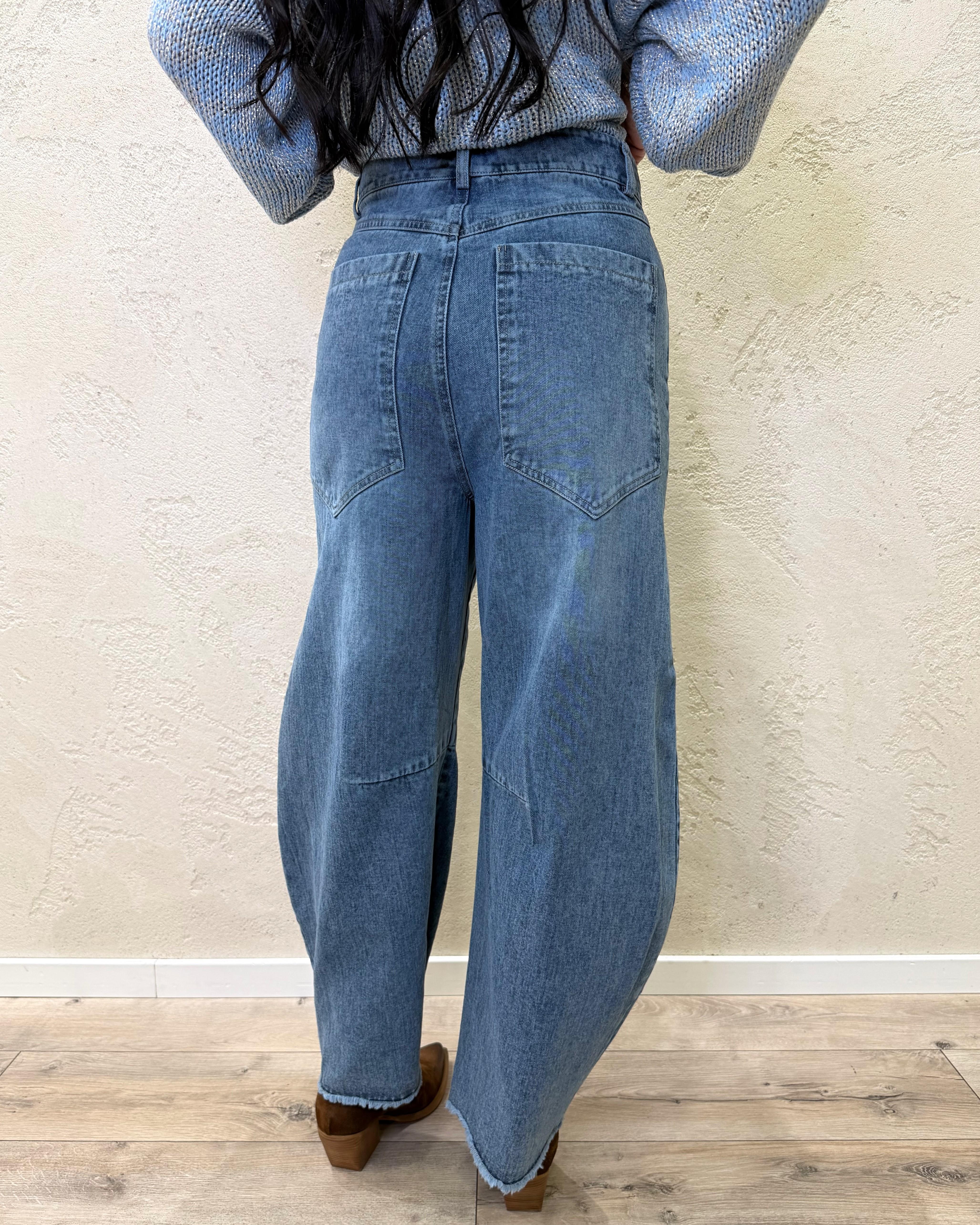 jeans modello ferro di cavallo con orli sfrangiati P212A150 DENIM DIXIE