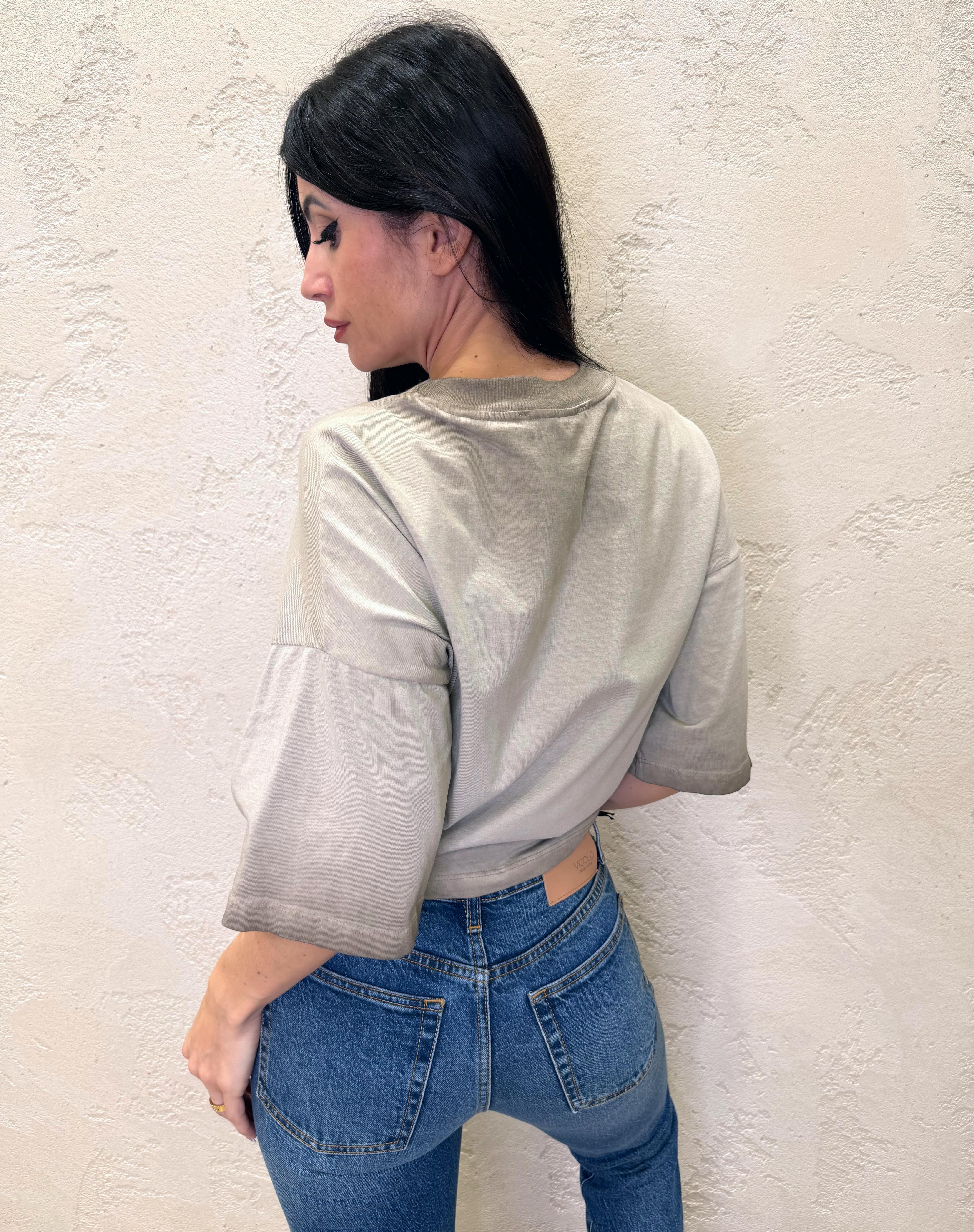 t-shirt stone washed con stampa aquila FFW-Q008 FANGO HAVEONE