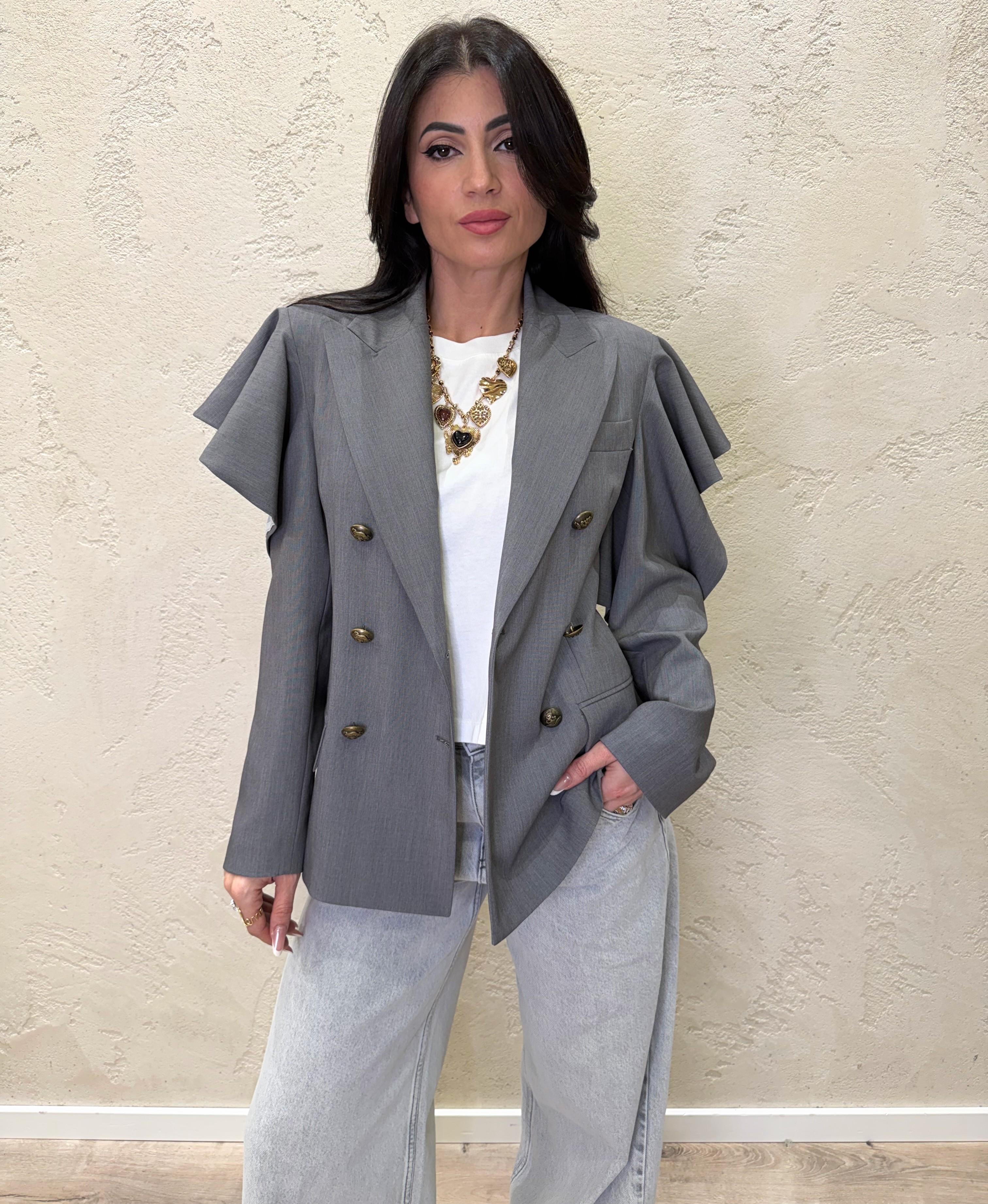blazer doppio petto con spalle scoperte e rouge TAB0627 GRIGIO VICOLO