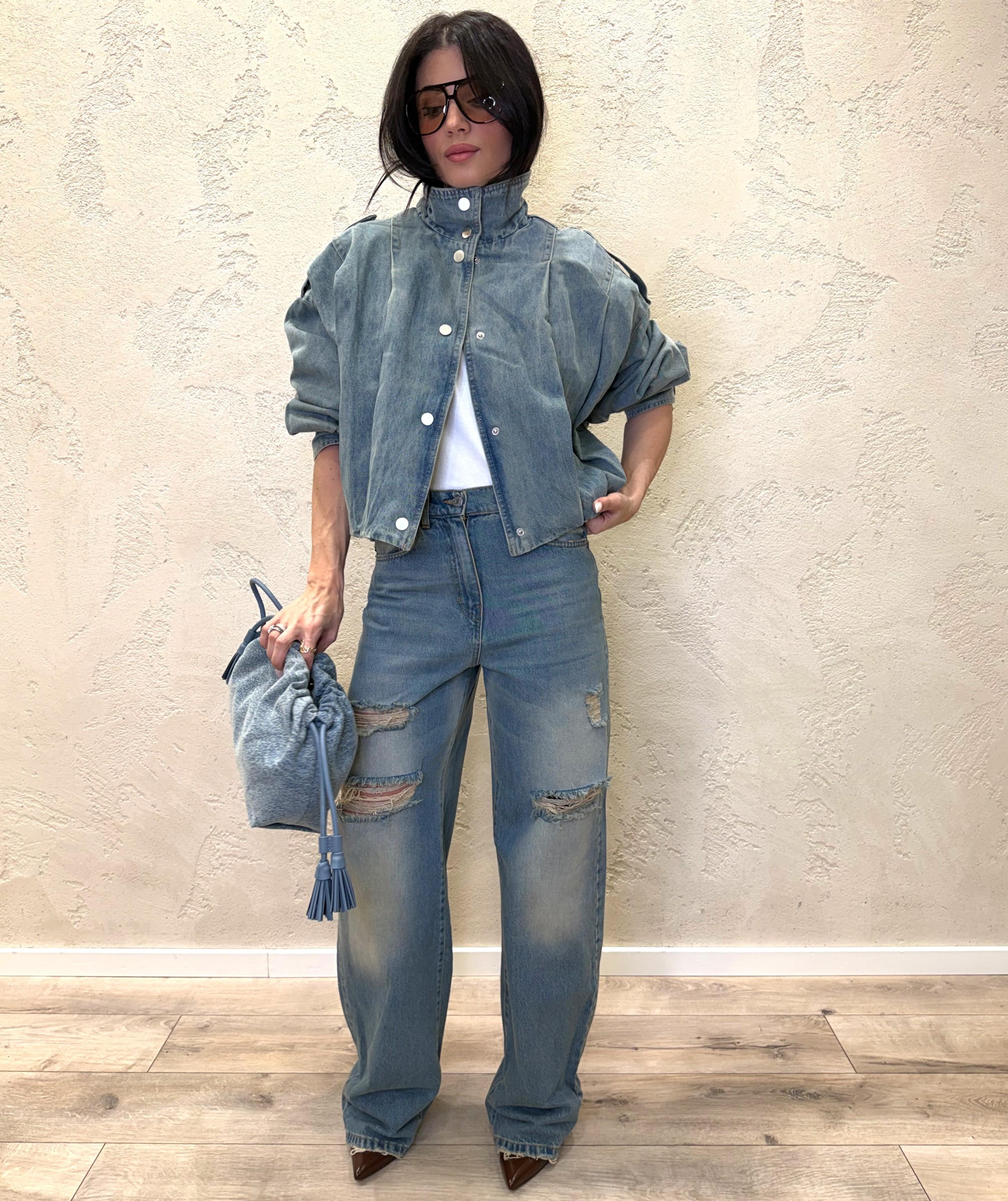 jeans modello stella in tela ferma a gamba dritta PLS-Q042 DENIM HAVEONE