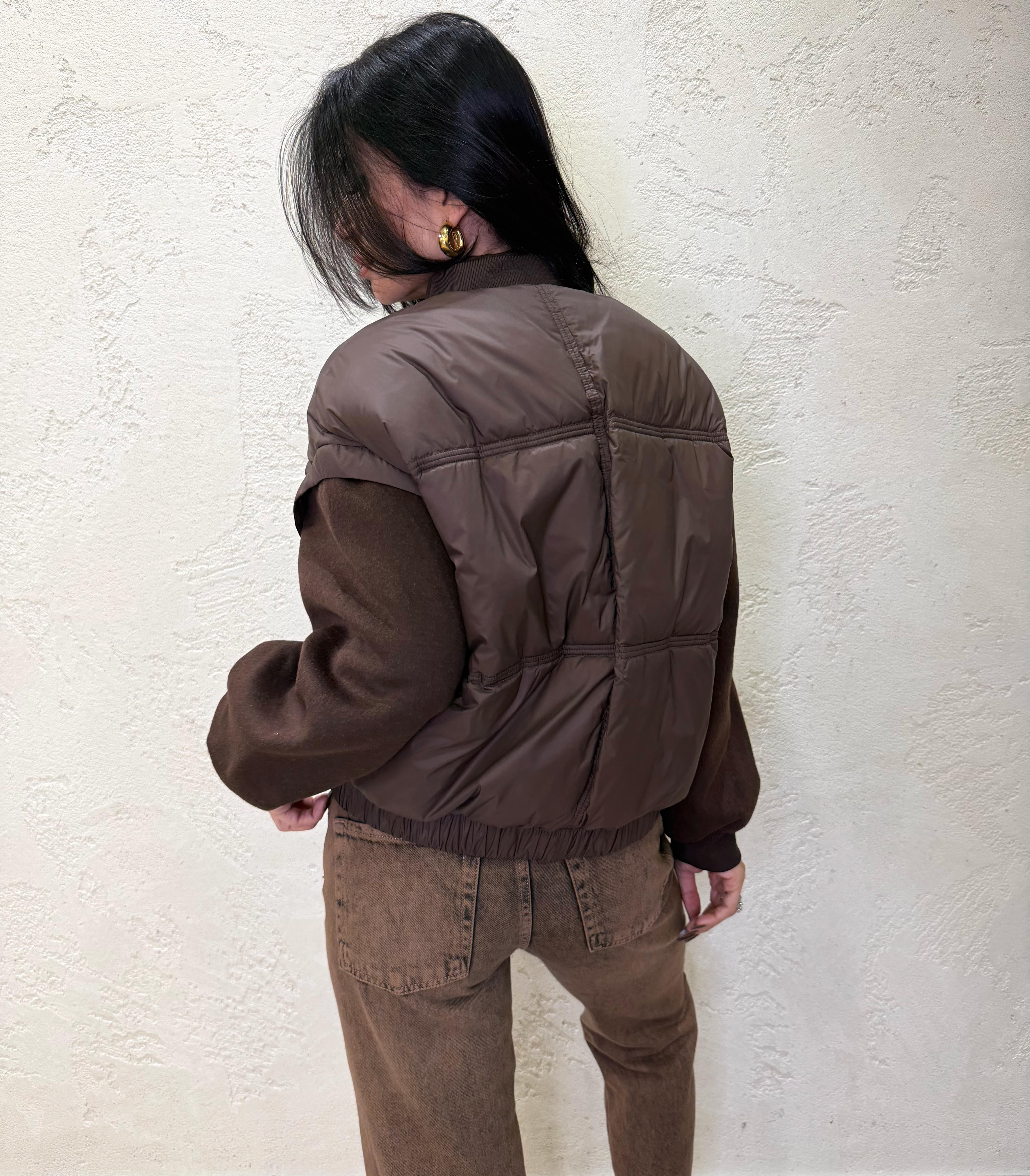 bomber imbottito con maniche in lana TF0037 CIOCCOLATO VICOLO