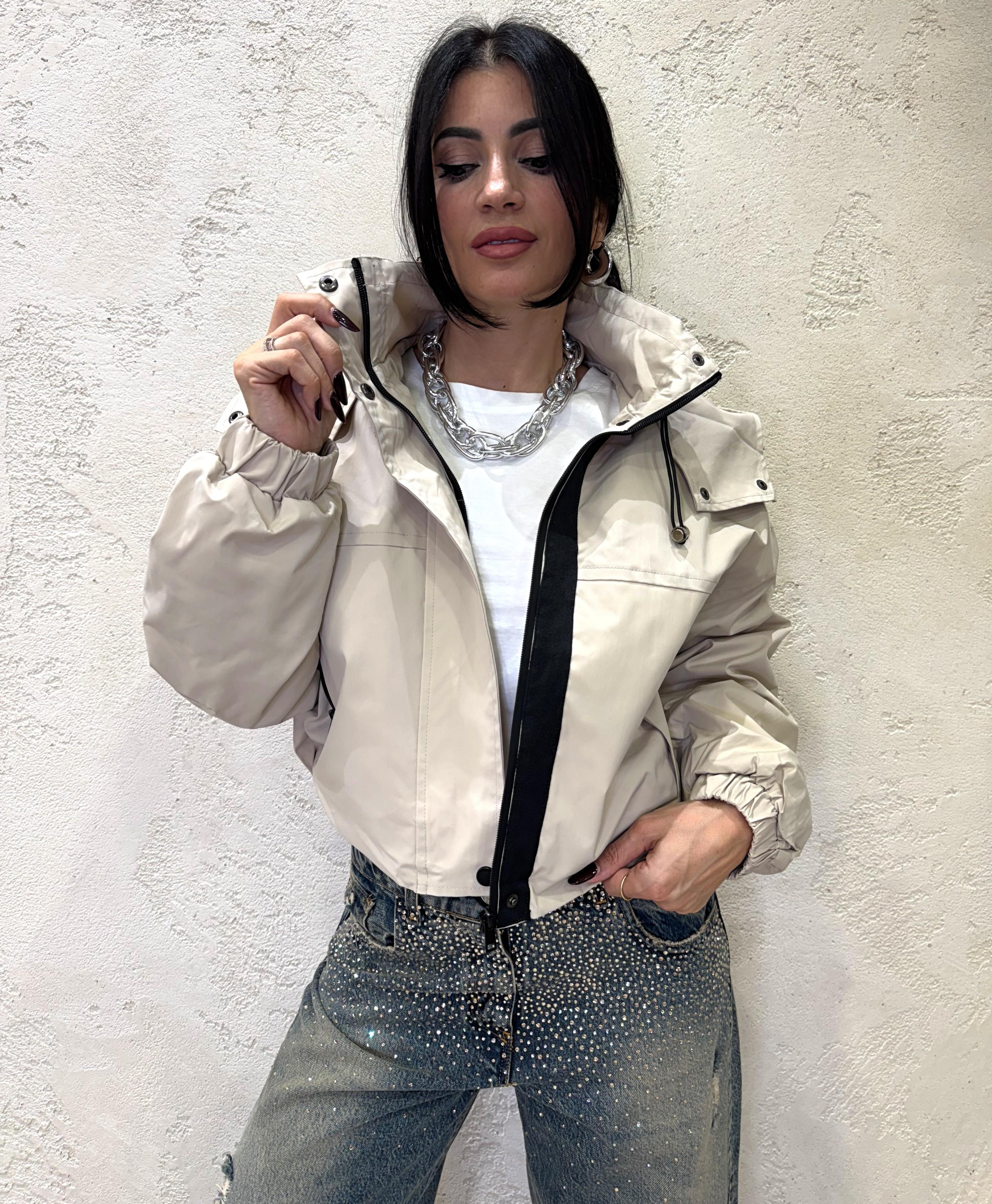 bomber imbottito in tessuto tech BOMBCROPCAP NATURALE ELEVI