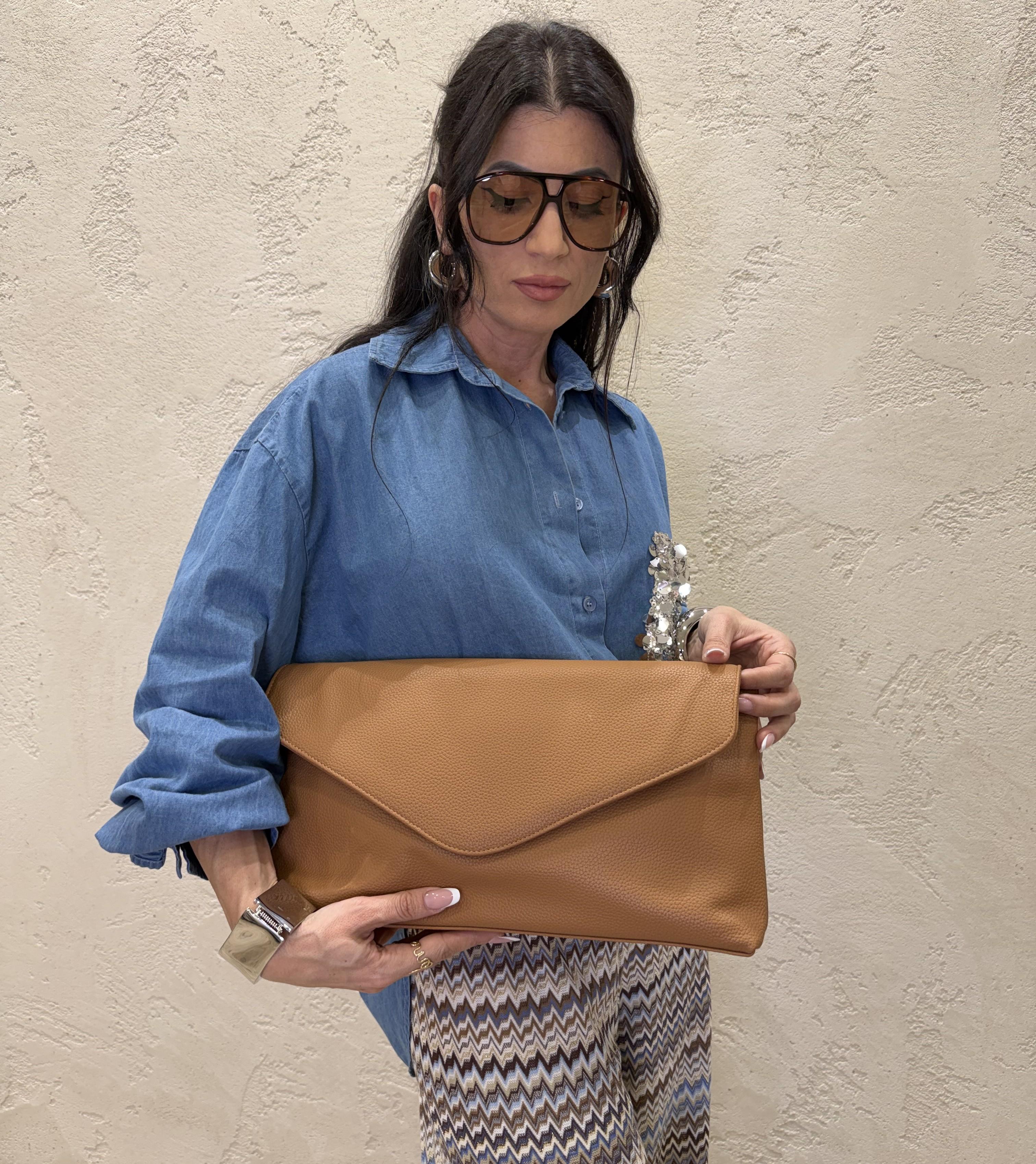 busta maxi in ecopelle 585B CUOIO SUSY MIX