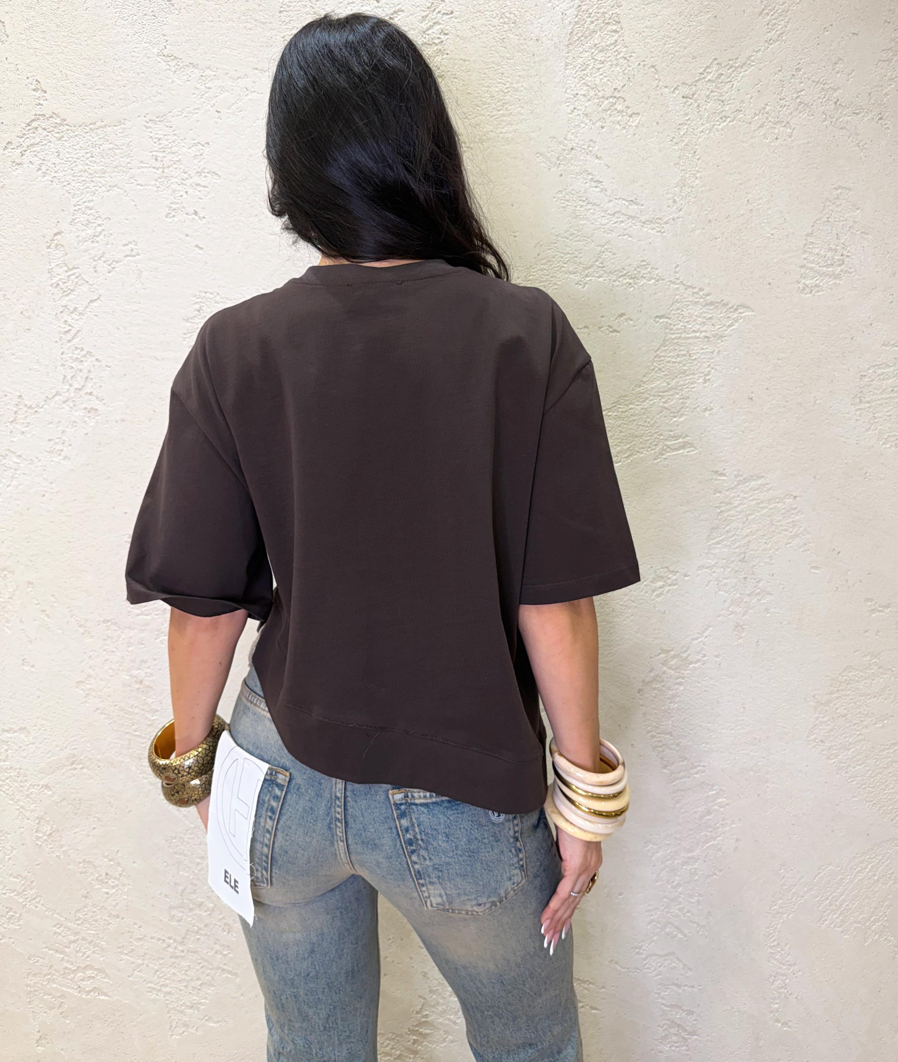 t-shirt a scatoletta asimmetrica UAB0281 MORO VICOLO