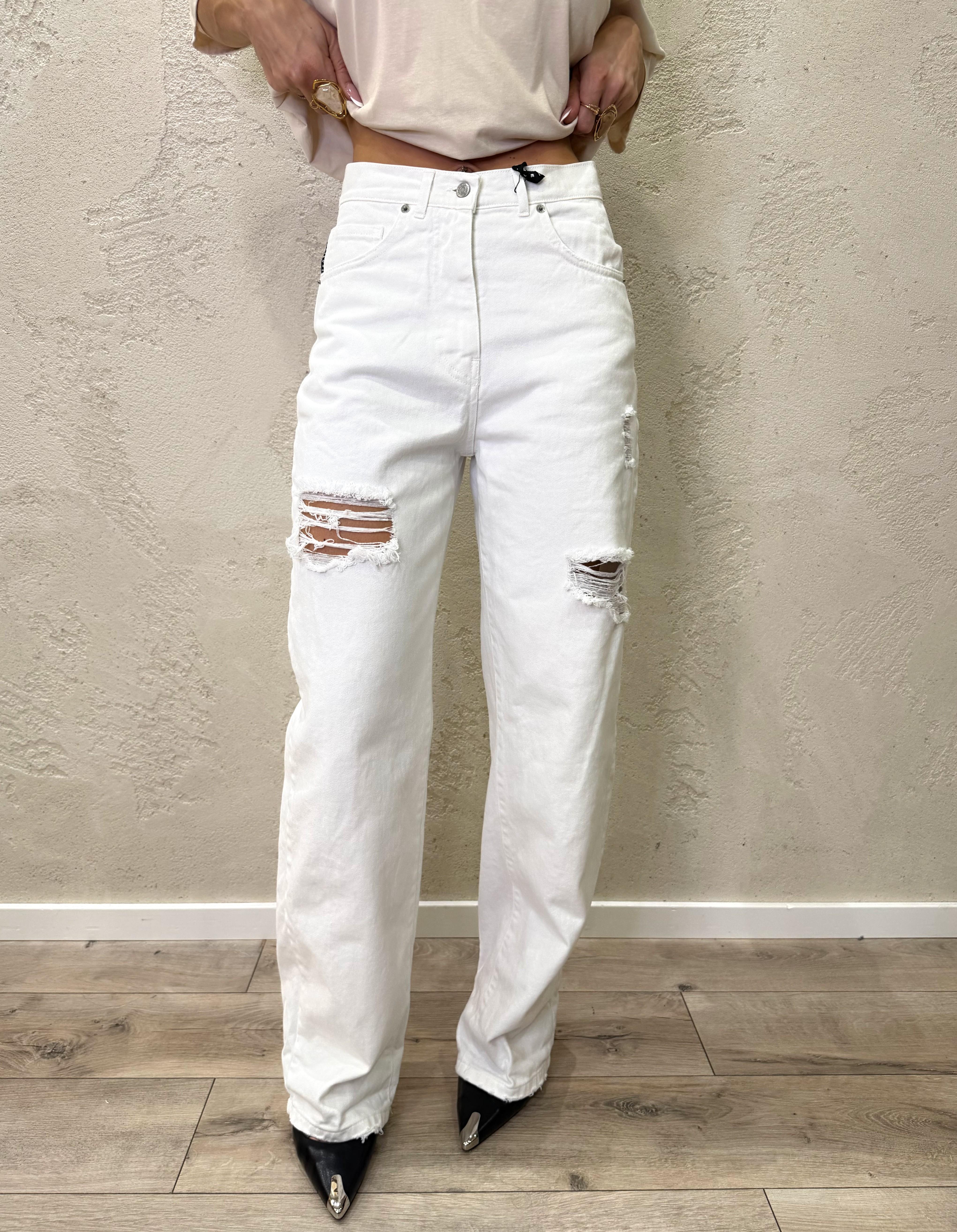 jeans modello stella in tela ferma a gamba dritta PLS-Q402 BIANCO HAVEONE