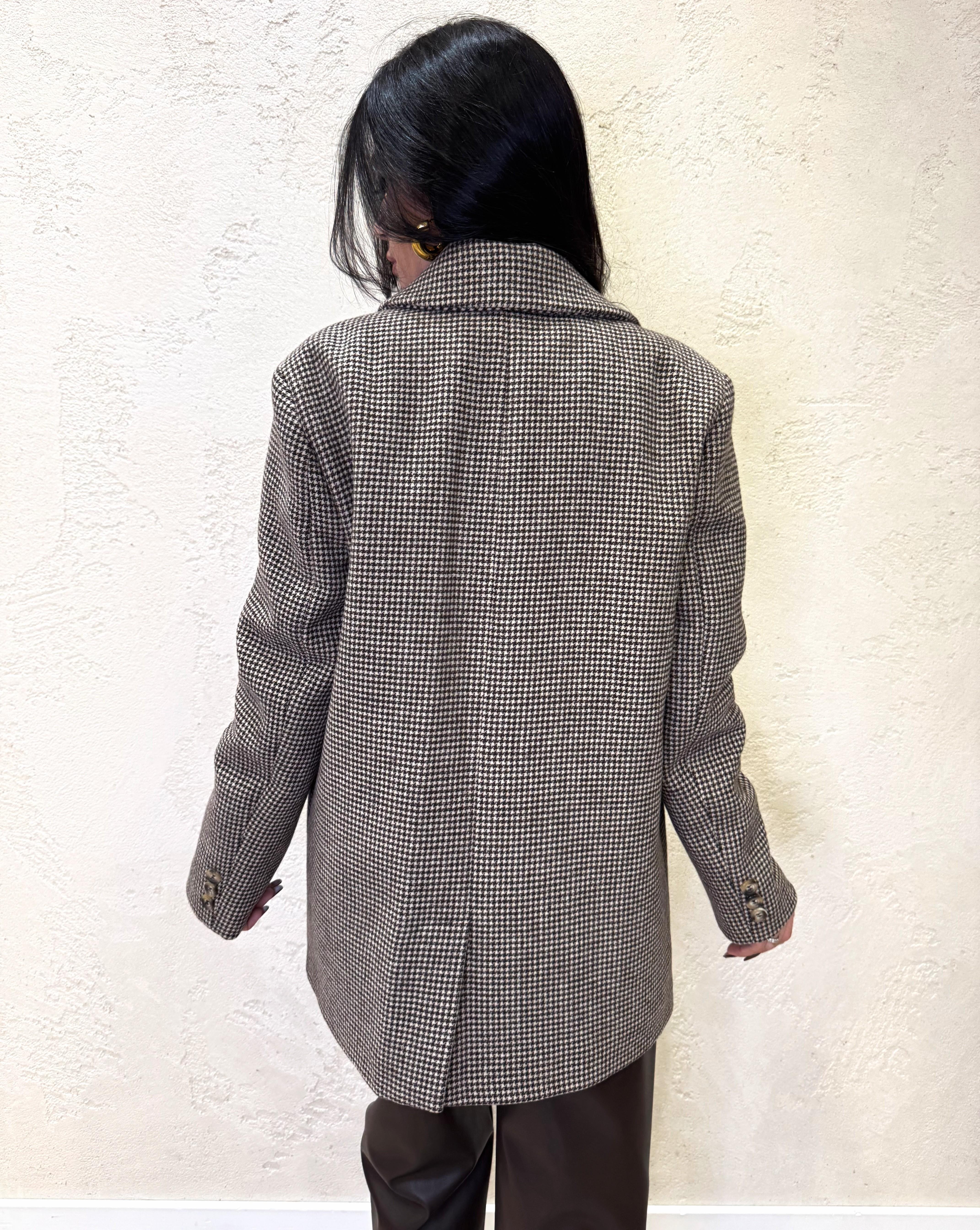 cappotto media lunghezza in pied de poule TF1763 PIEDDEPOLUE VICOLO