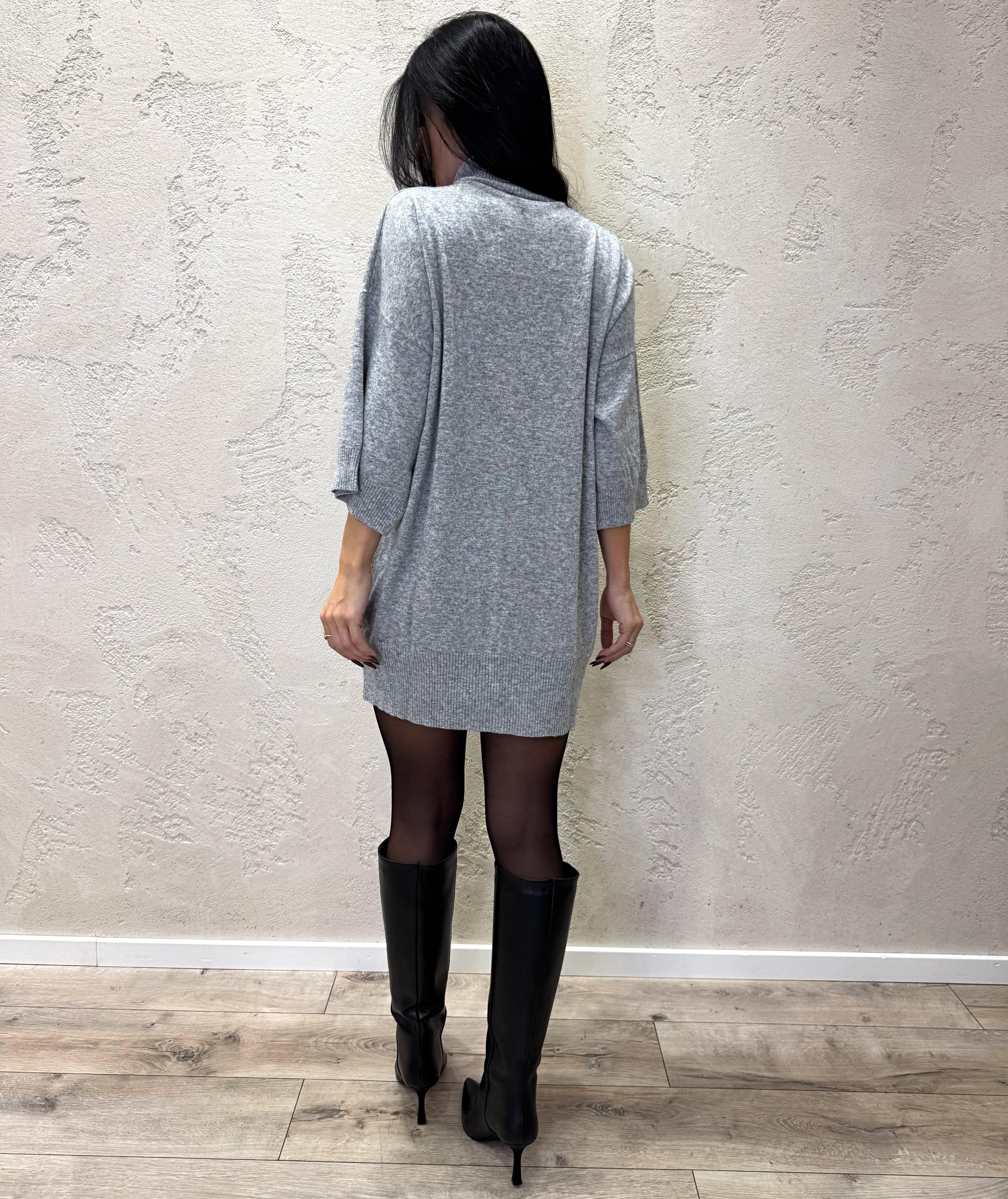 abito mini misto cashmere a collo alto 22082F GRIGIO VICOLO