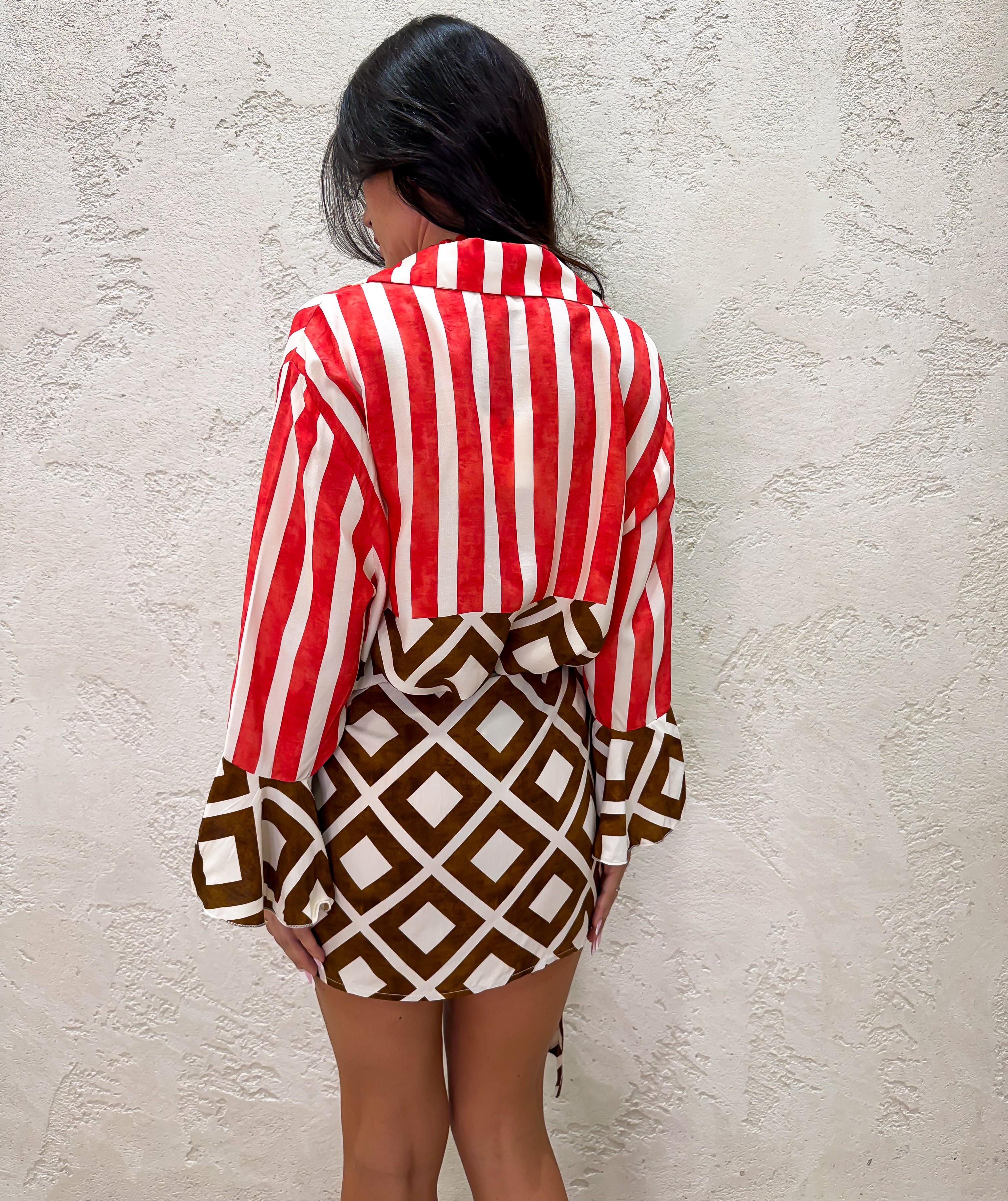 set camicia e gonna mini in fantasia boho TAB3021 FANTASIA VICOLO
