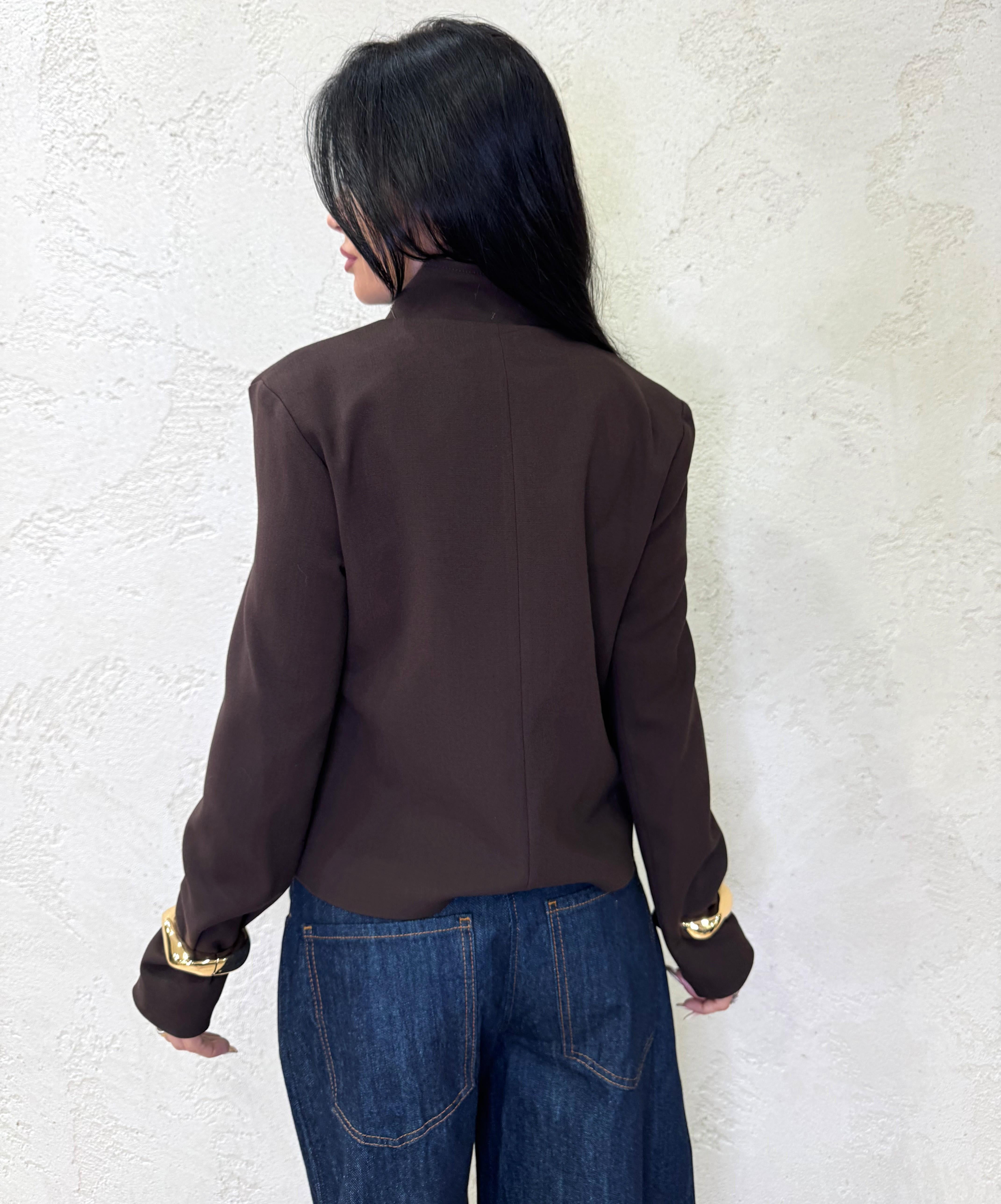 giacca doppiopetto con bottoni a contrasto PP287T505 MORO SUSY MIX