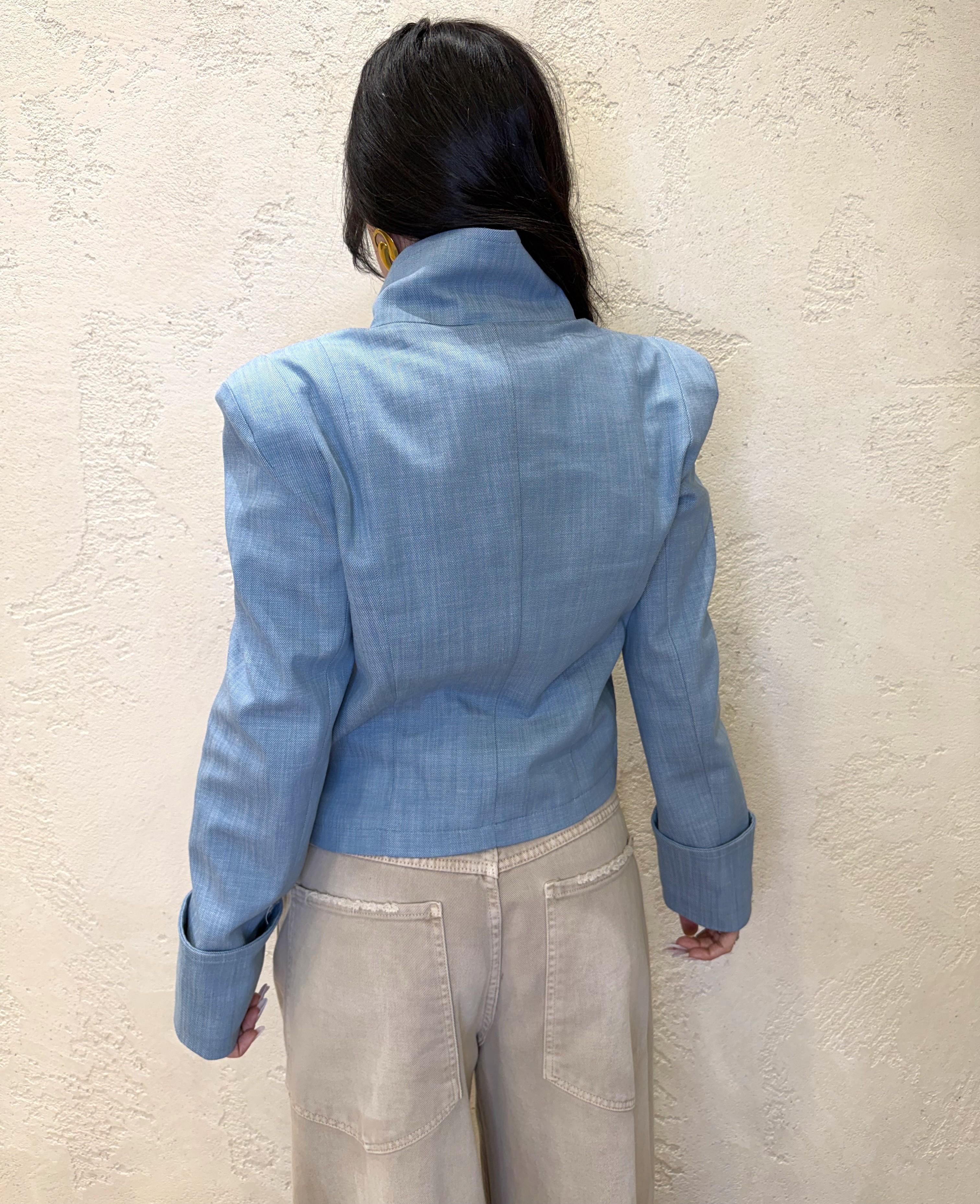 giacca corta con chiusura doppiopetto in denim VHT0LQW AZZURRO DENIM IMPERIAL