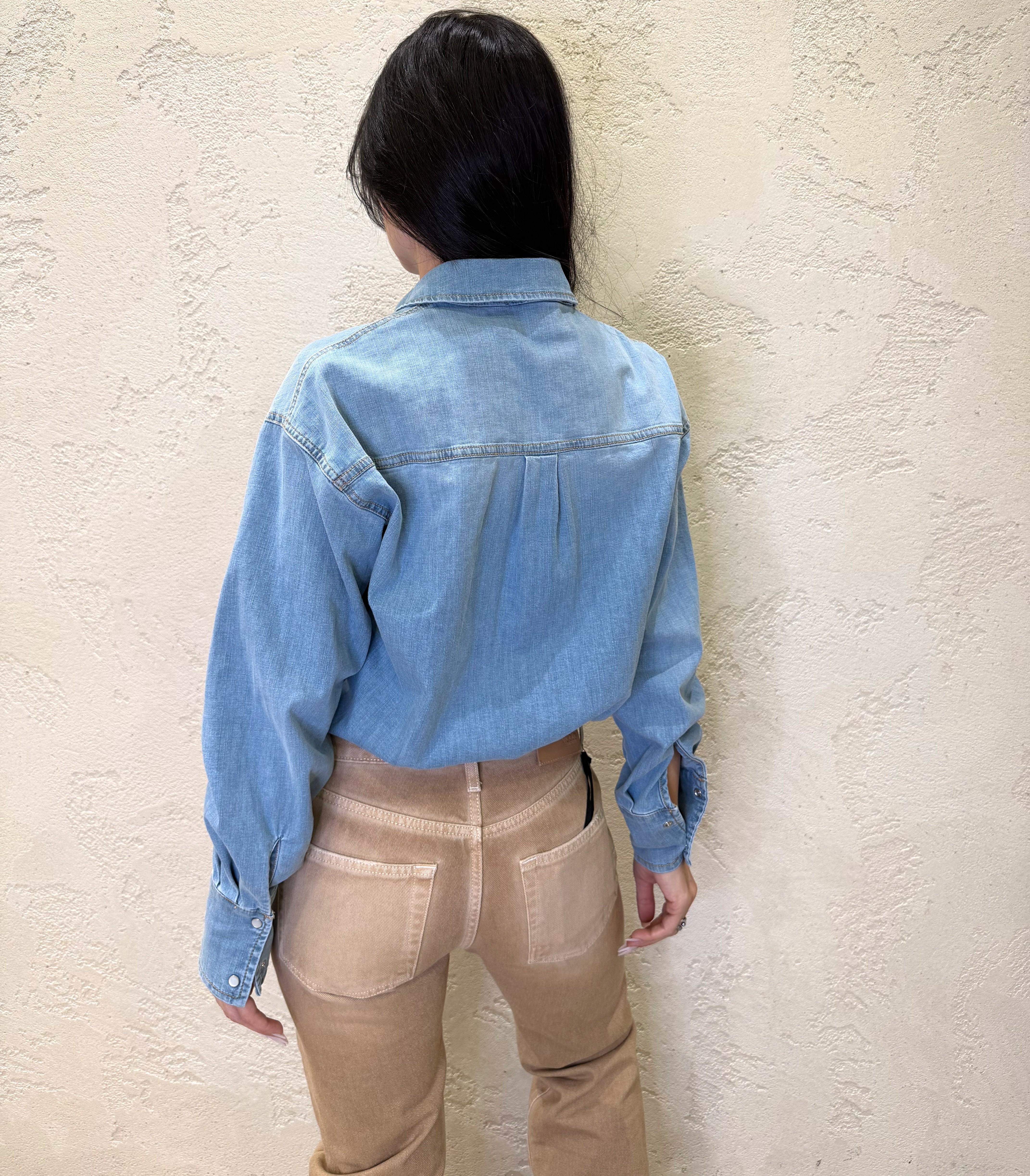 camicia in denim effetto bomber DAB5375 DENIM CHIARO VICOLO