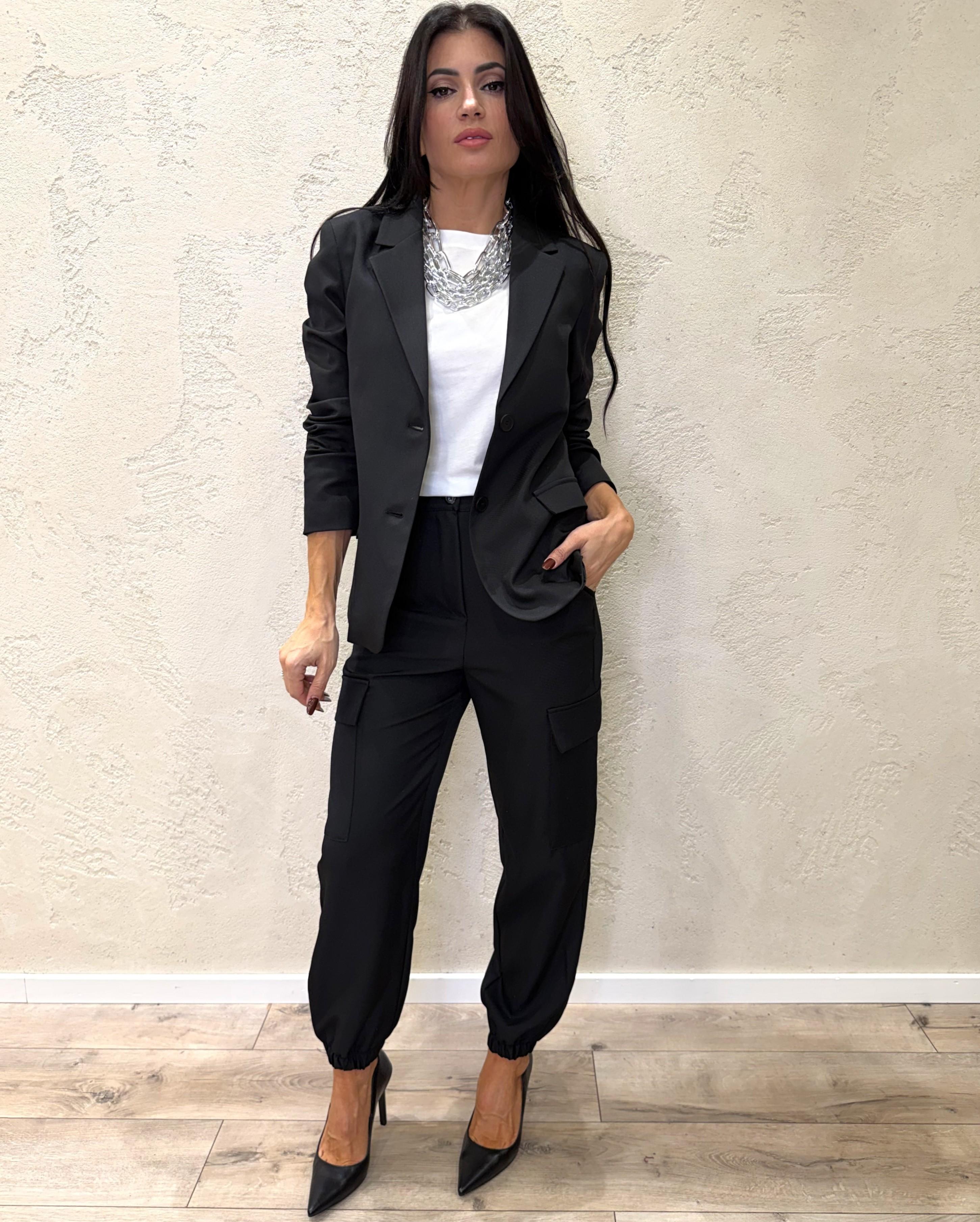 pantalone cargo con polsino TF1041 NERO VICOLO