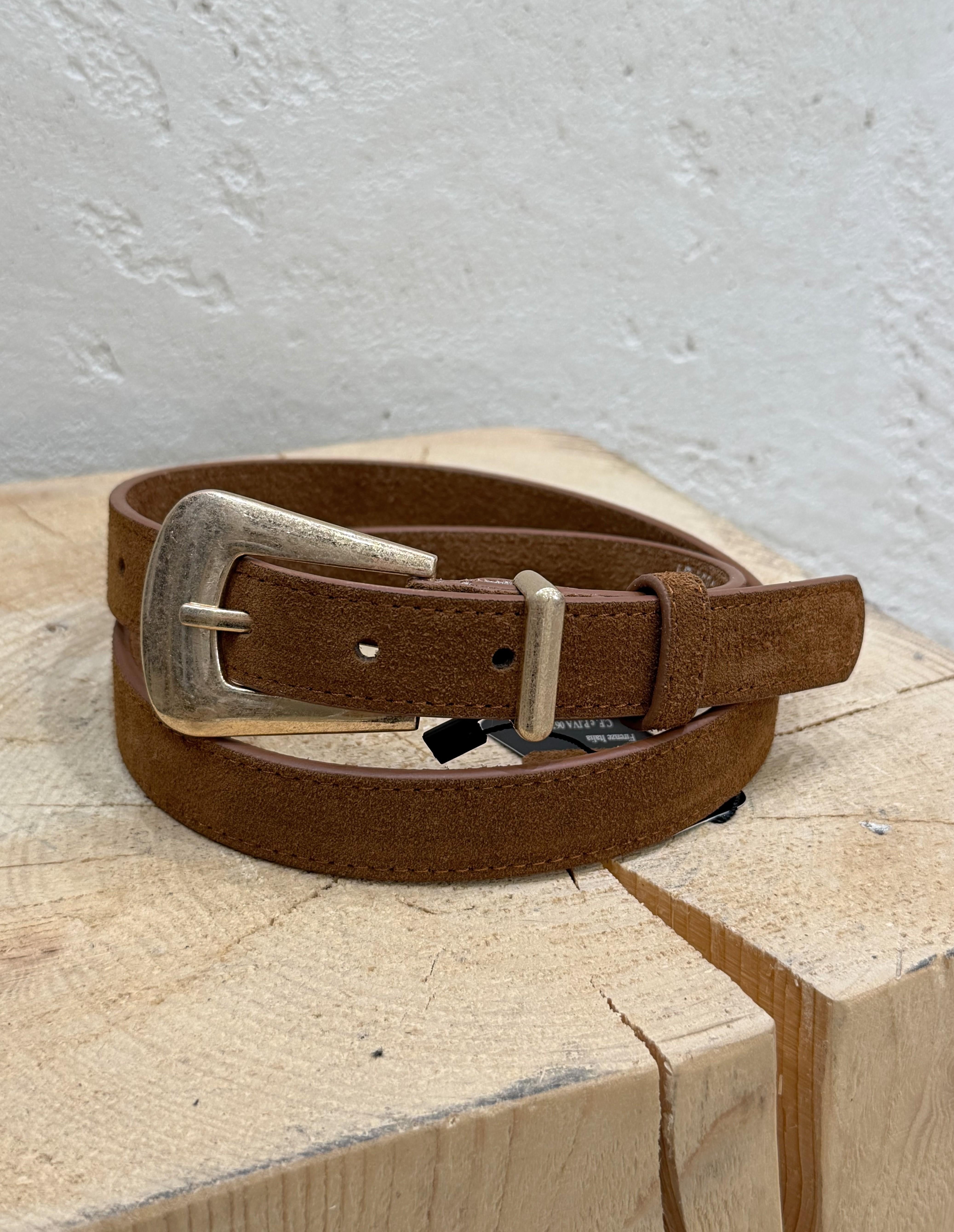 cintura in vera pelle scamosciata CINTSCAM CAMMELLO ELEVI