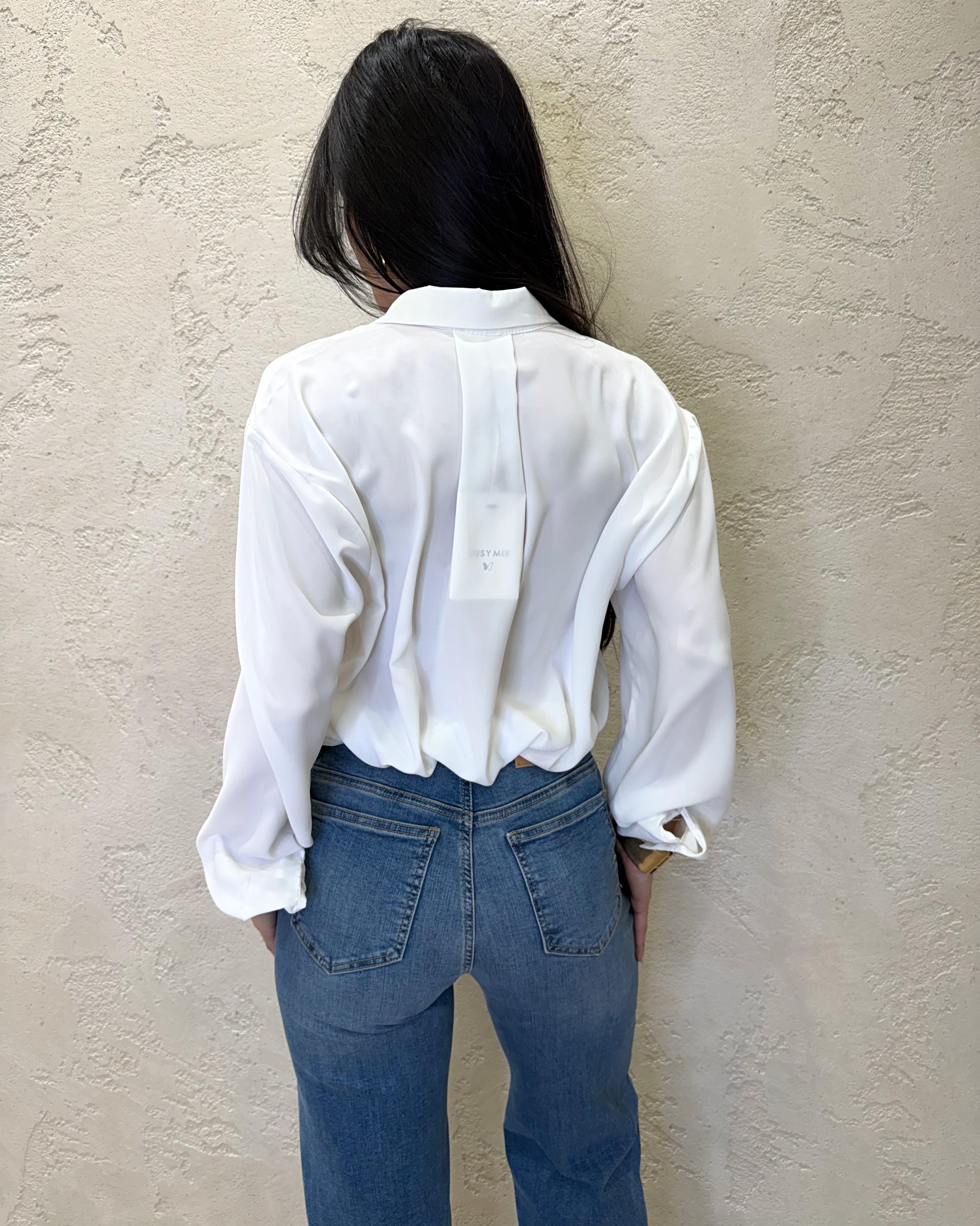 camicia in tessuto fluido con taschine 26Y928N18 BURRO SUSY MIX