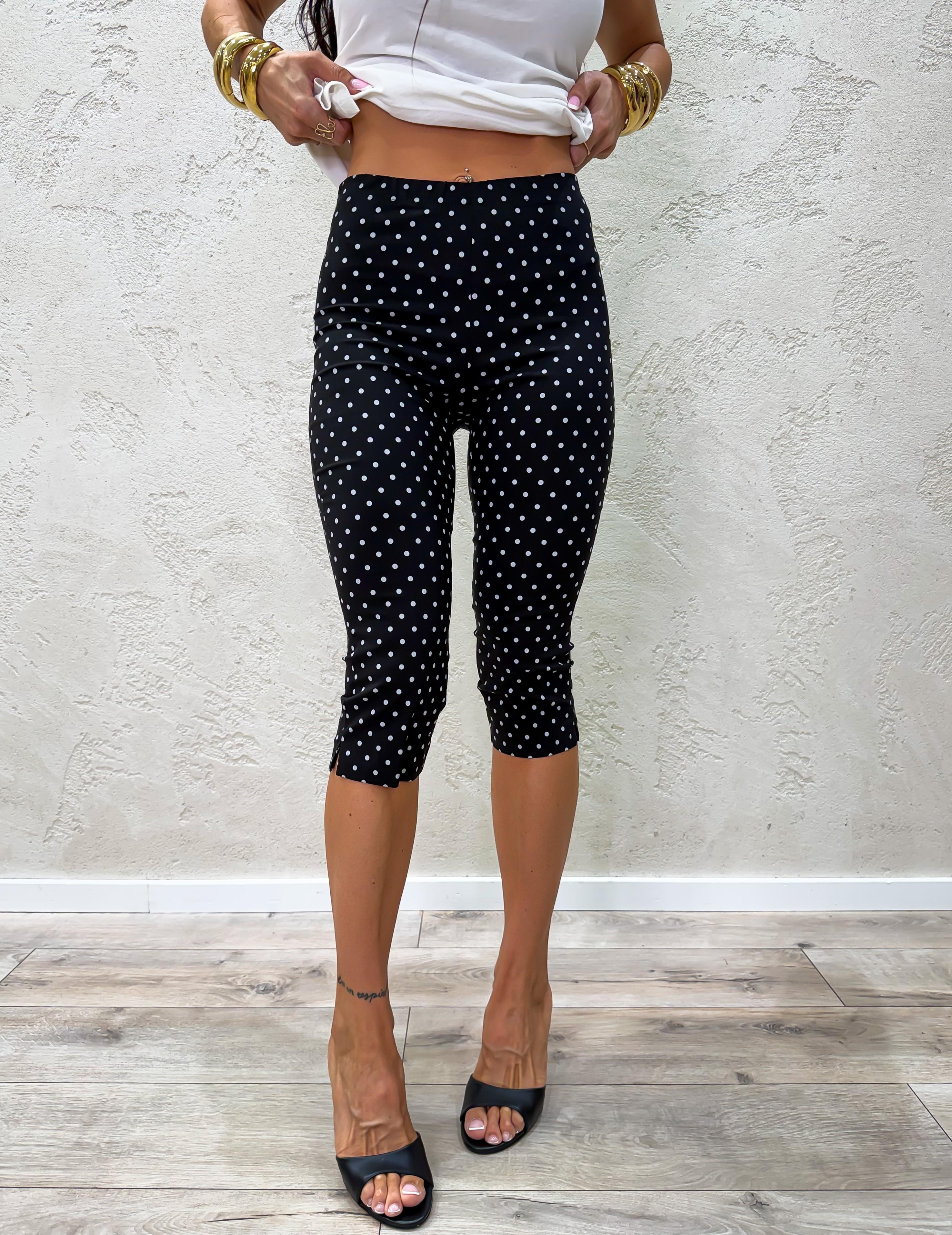 pantalone capri a pois 26P5373 NERO TENSIONE IN