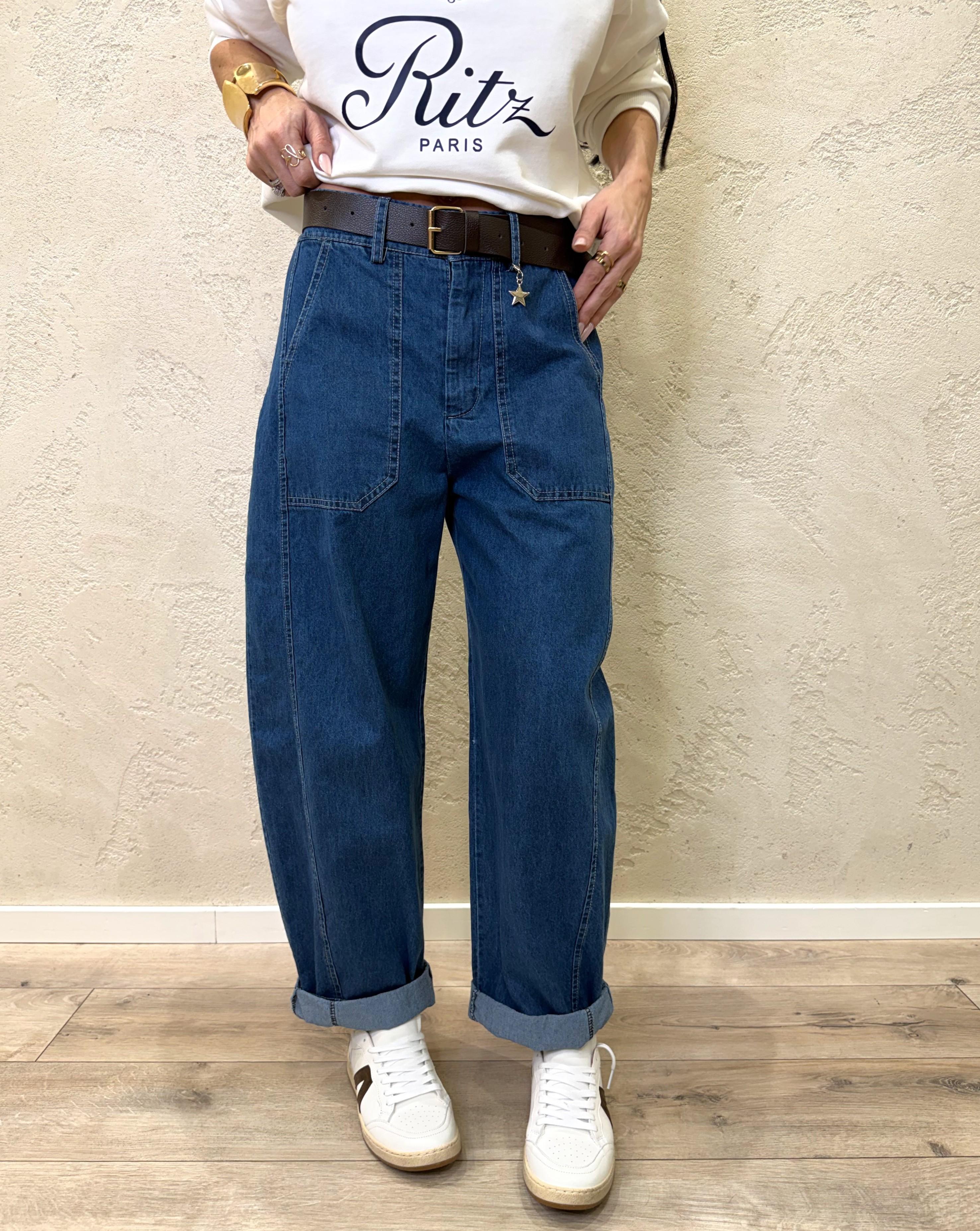 jeans modello baloon con maxi tasche frontali 38302 JEANS SUSY MIX